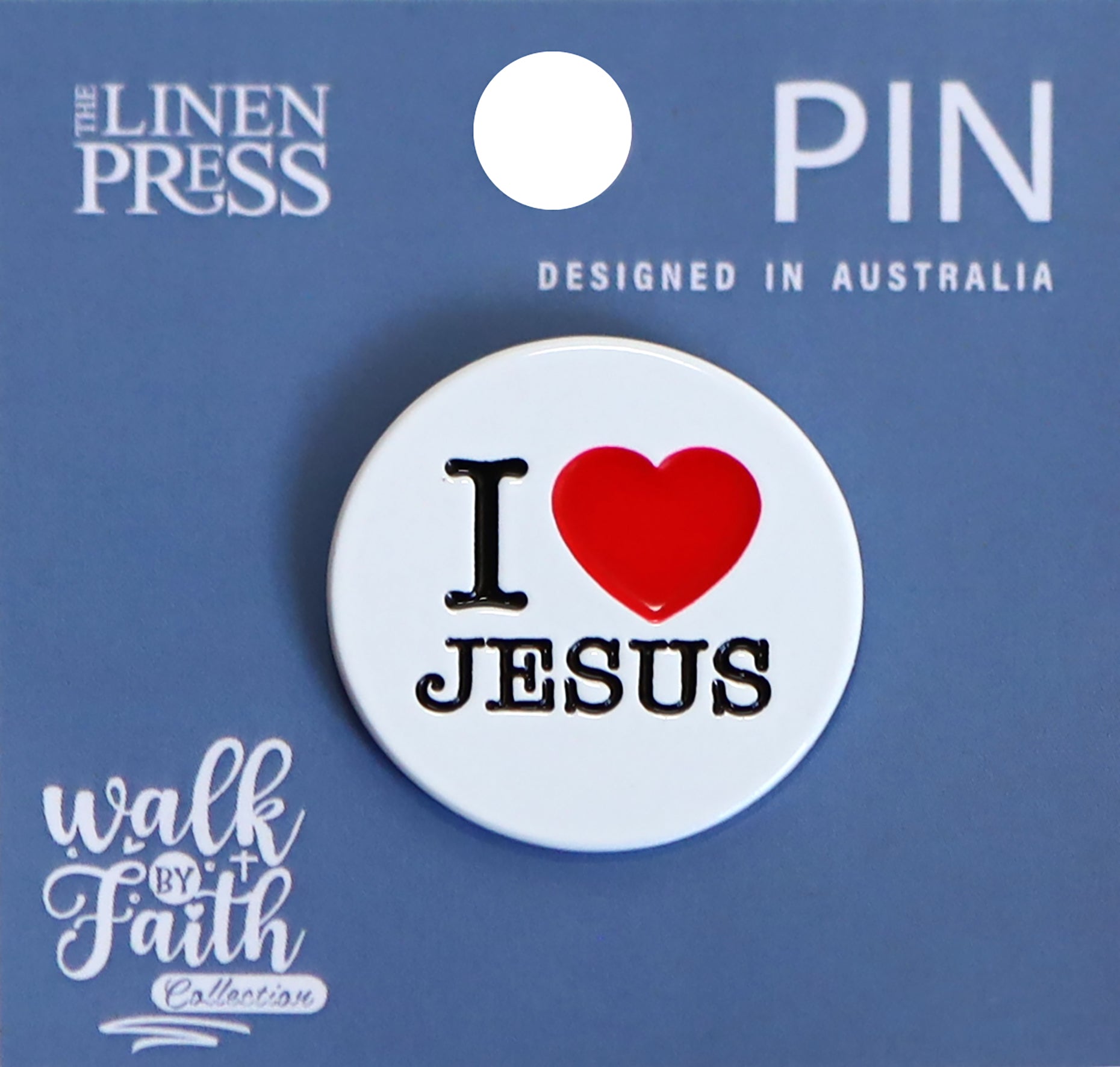 Lapel Pin, Enamel, I Love Jesus, White (Walk By Faith Collection)