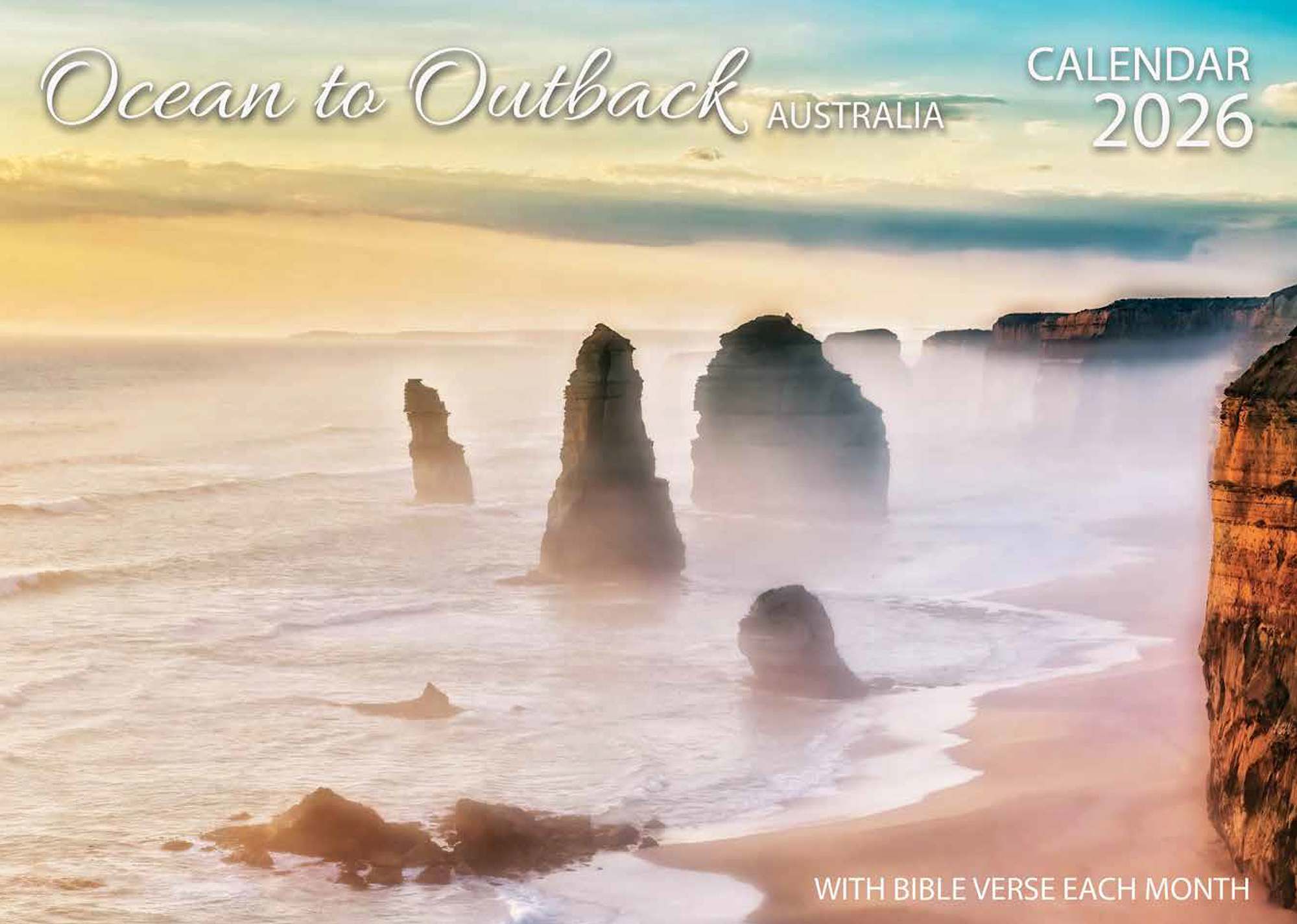 2026 Wall Calendar: Ocean to Outback, Bible Verse on Each Month