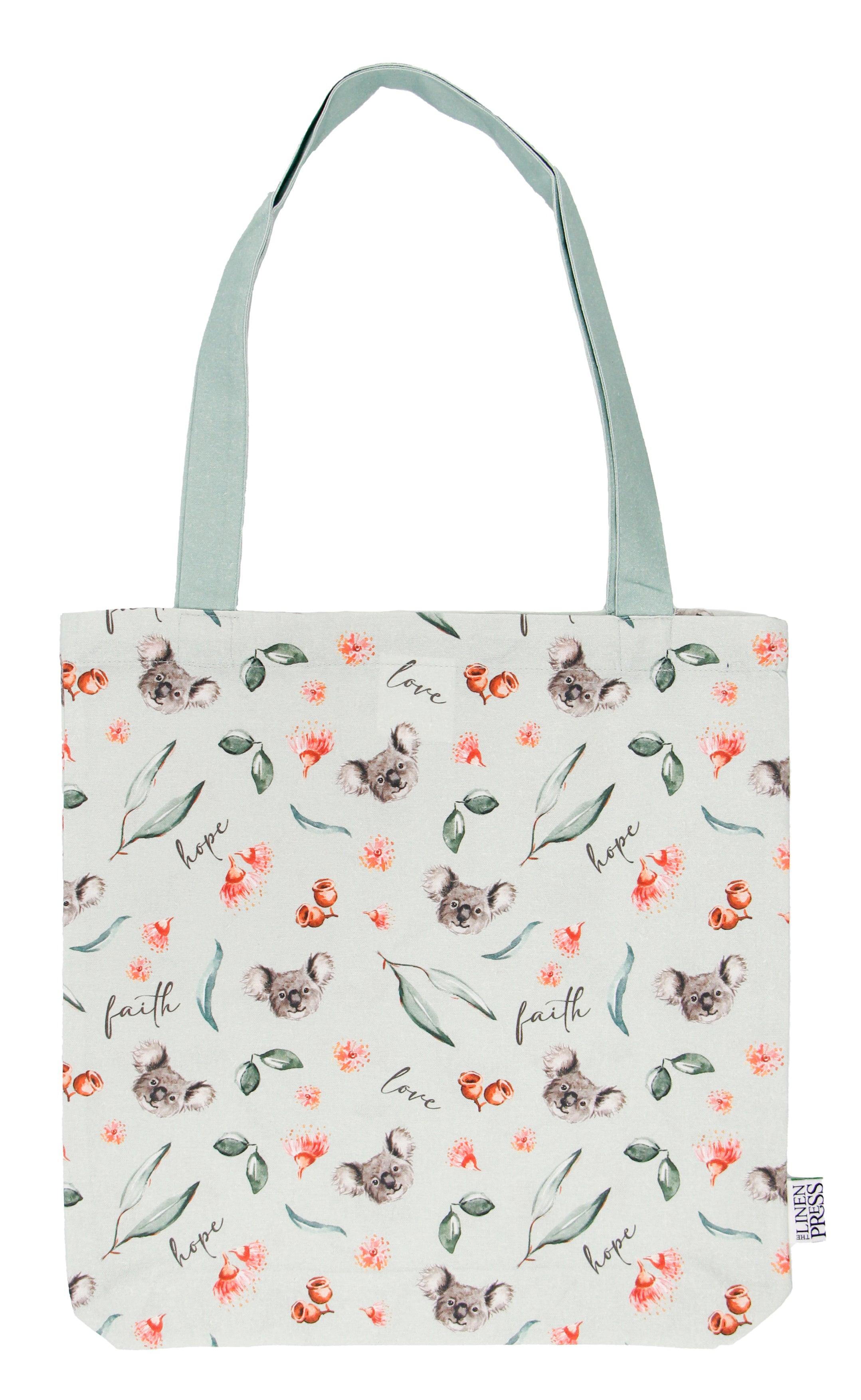 Reusable Tote Bag: Koala Faith, Hope, Love (Fig Hill Farm)