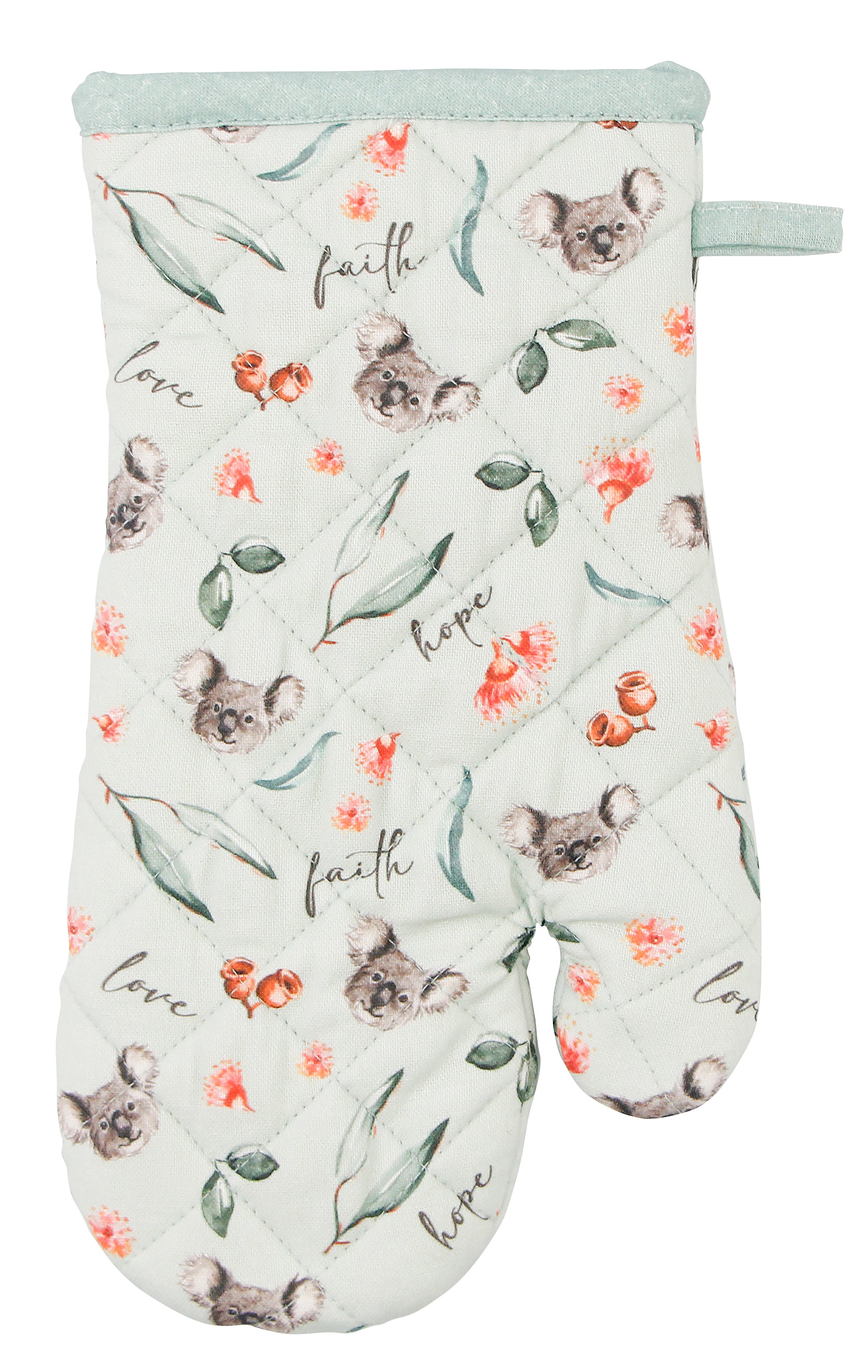 Single Oven Mitt: Koala Faith, Hope, Love (Fig Hill Farm)
