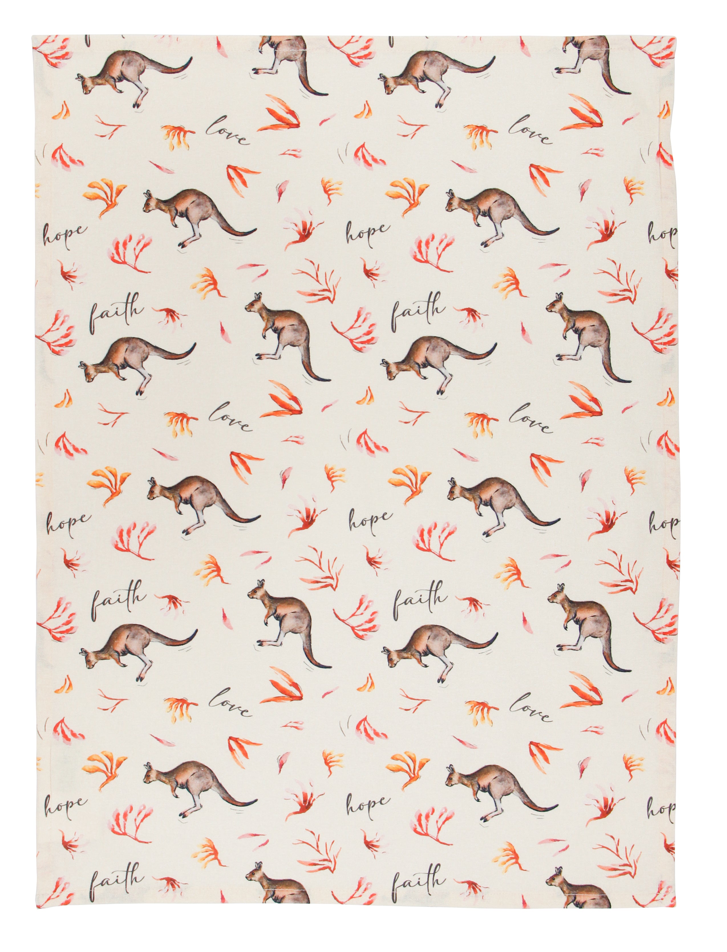 Tea Towel: Kangaroo Faith, Hope, Love (Fig Hill Farm)
