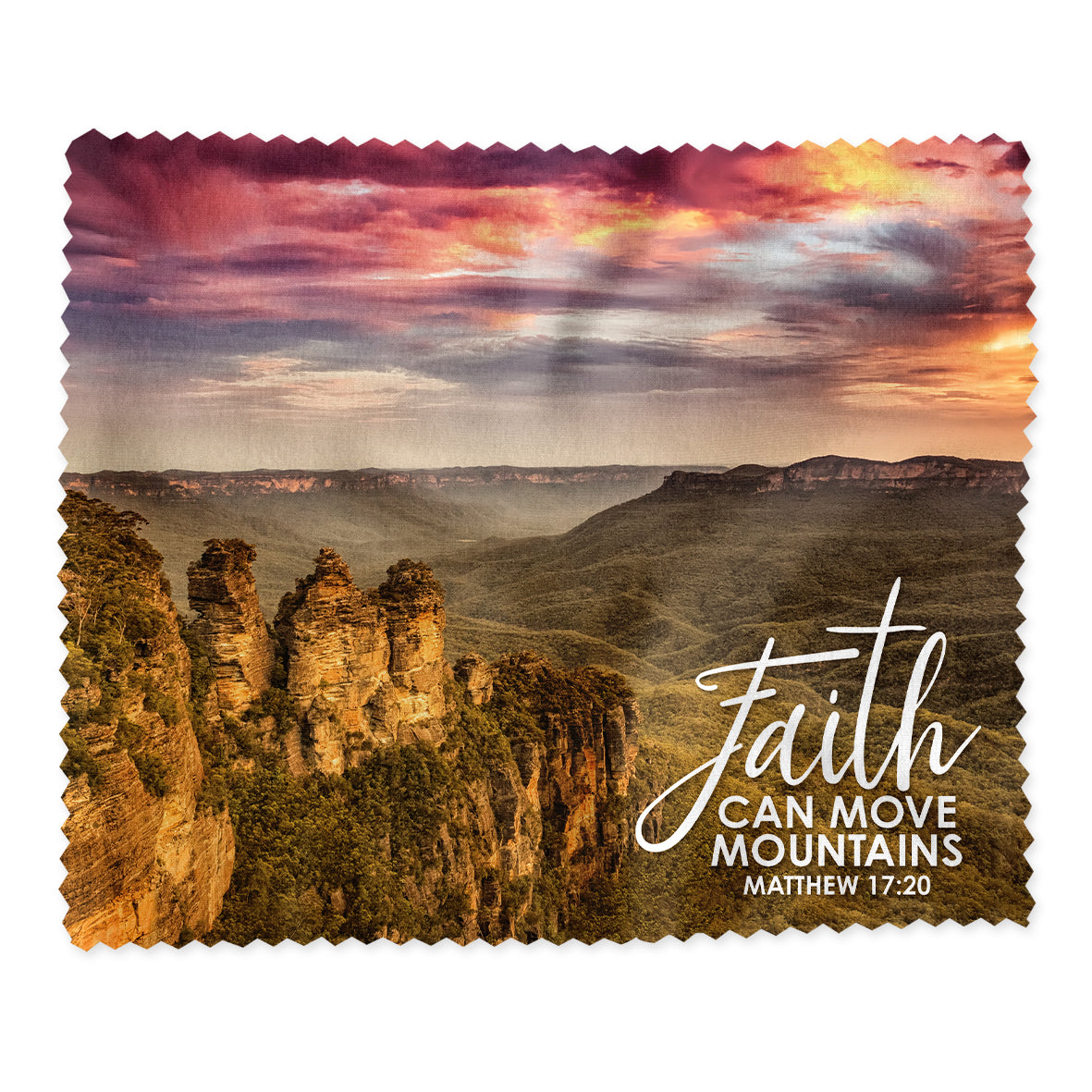 Lens Cloth: Faith Can Move Mountains, Three Sisters Blue Mountains