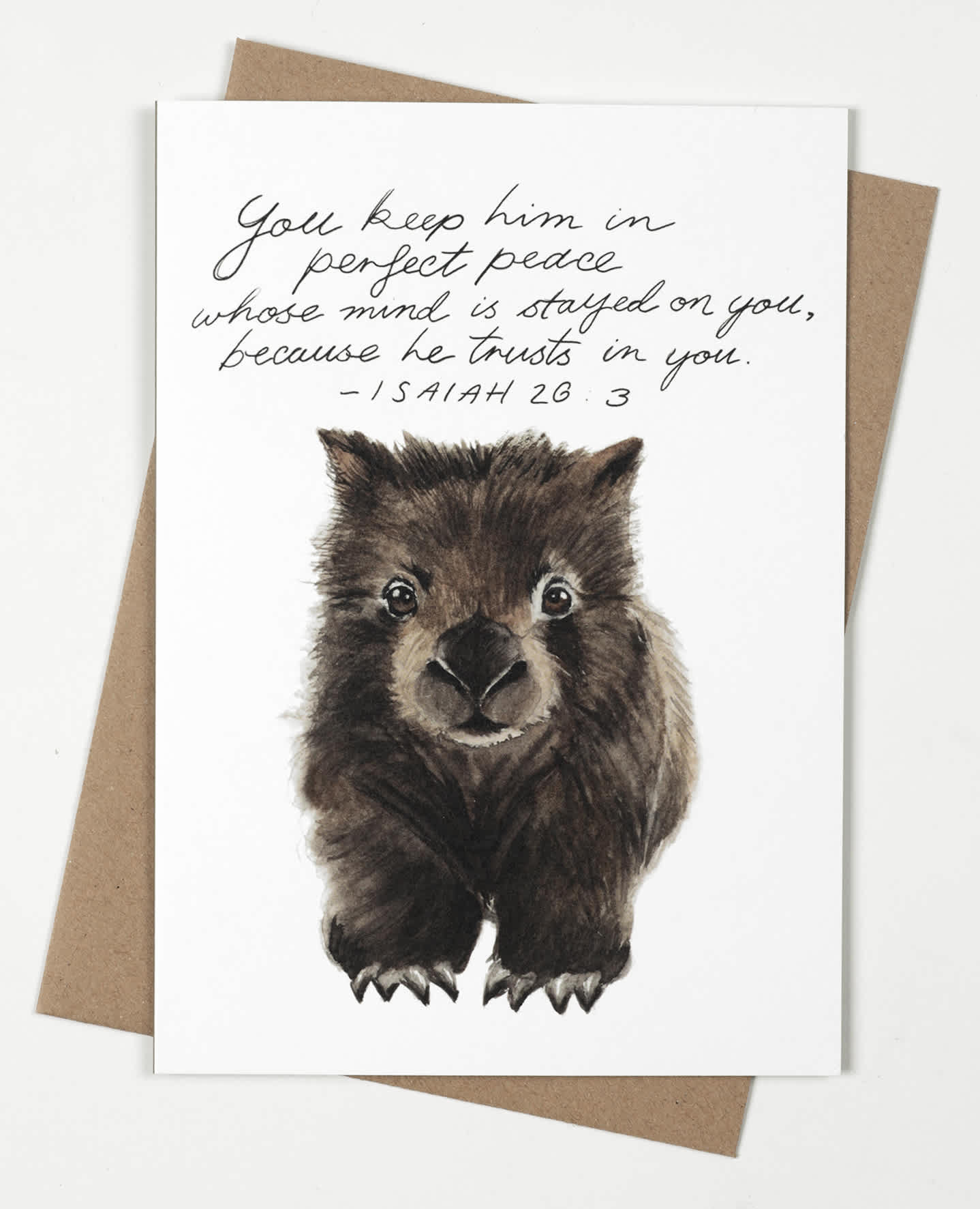 Greeting Card: Wombat Isa 26:3 (Fig Hill Farm)