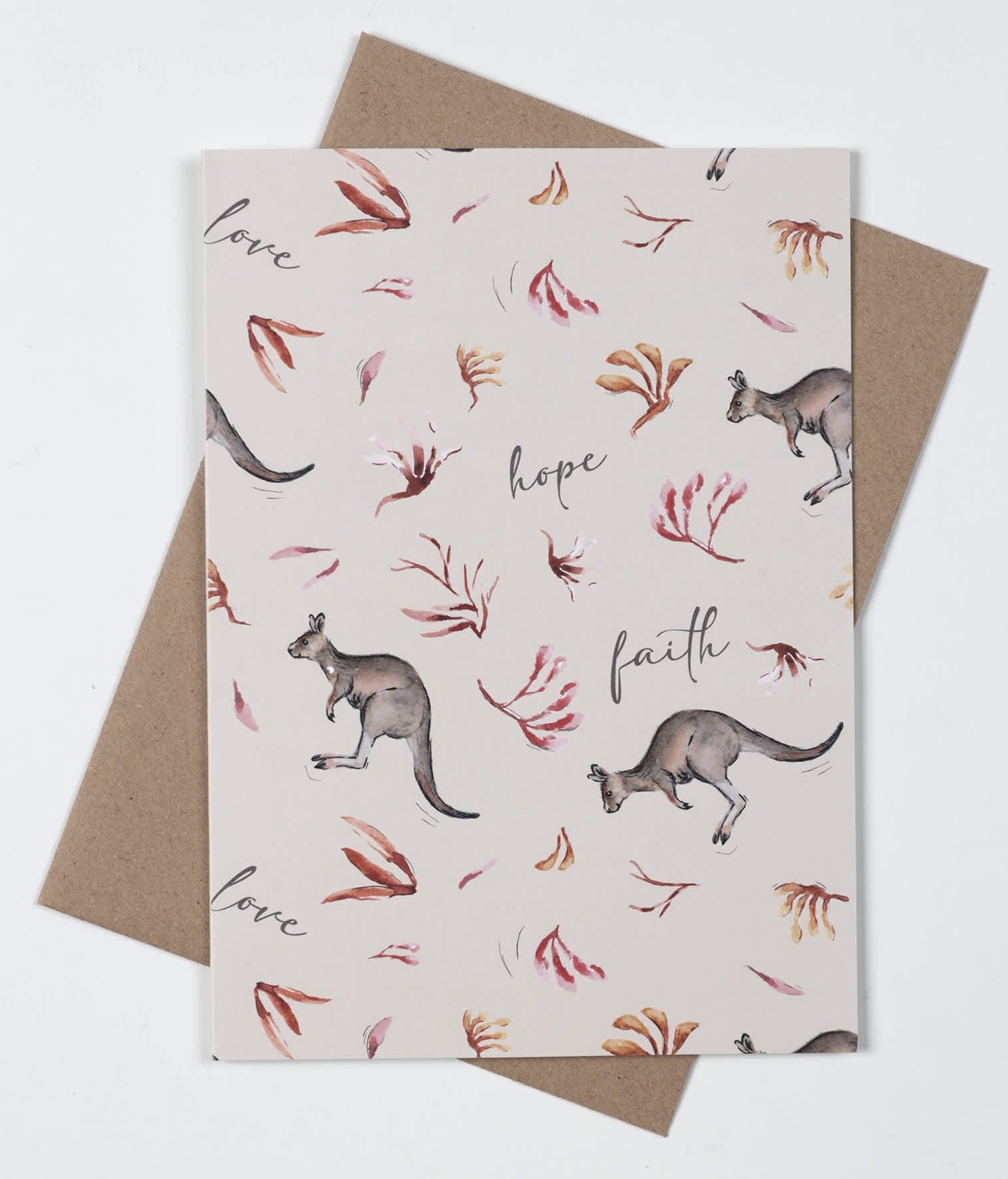 Greeting Card - Kangaroo Pattern Pro 3-3 (Fig Hill Farm) (Australiana)