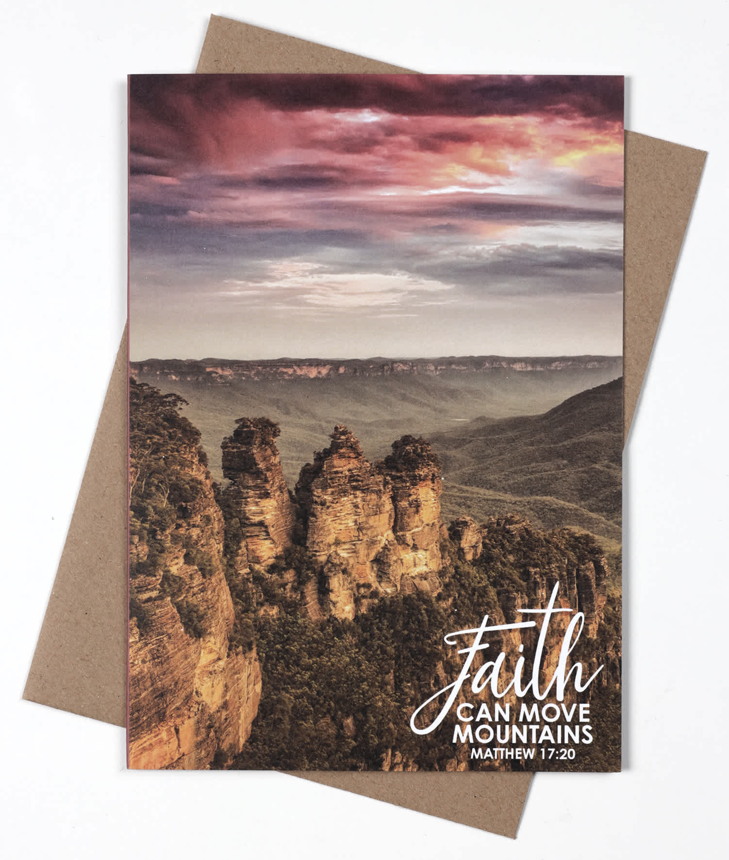 Greeting Card - Faith Can Move Mountains - 3 Sisters (Australiana)
