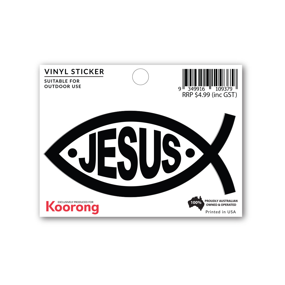 Sticker: Jesus Fish (Vinyl, Suitable for Outdoor Use)