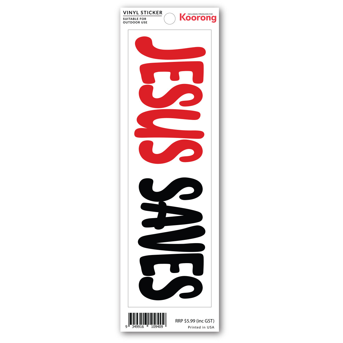 Bumper Sticker: Jesus Saves (Vinyl, Suitable for Outdoor Use)