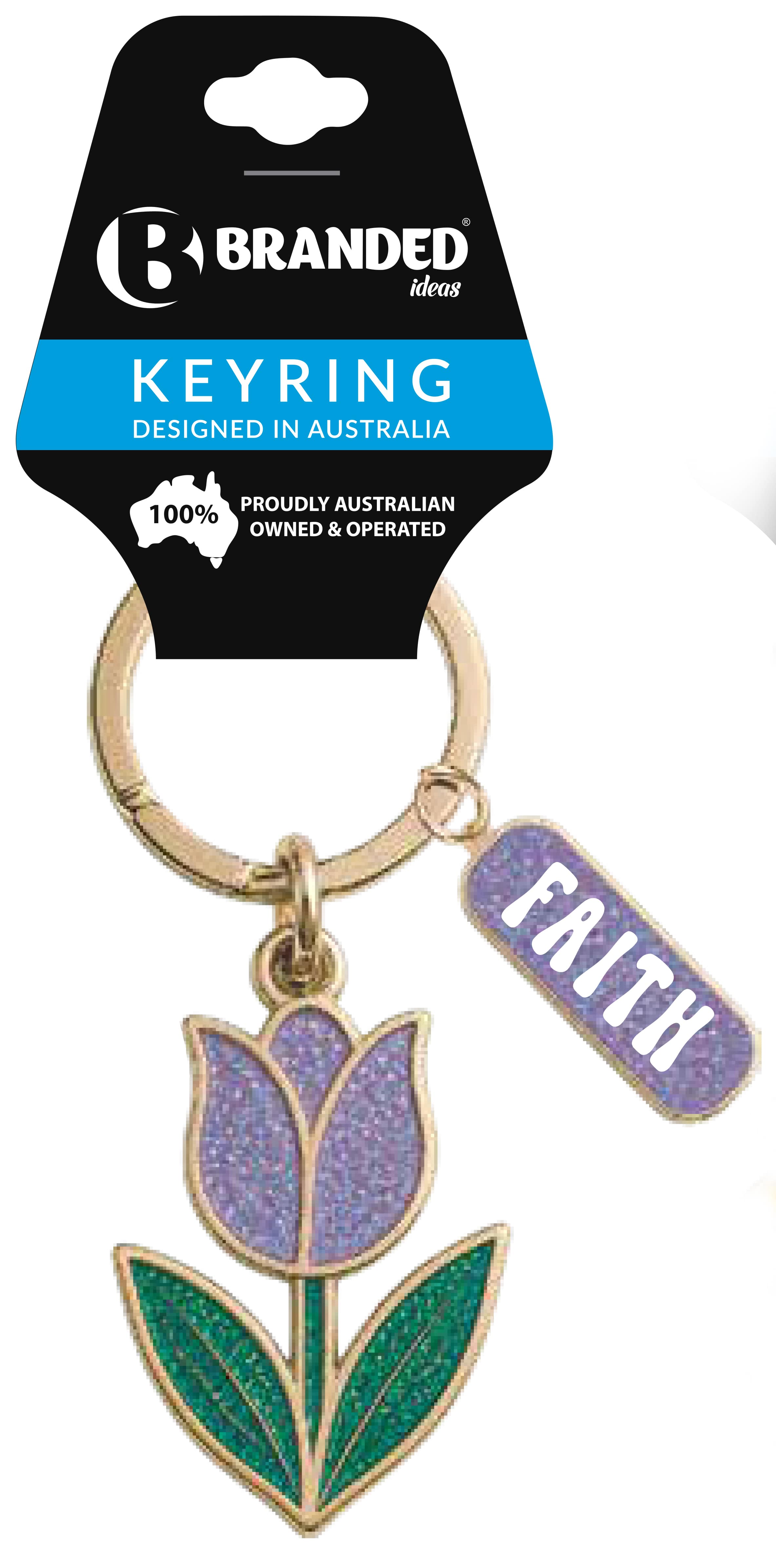 Keyring - Tulip Red Glitter Faith