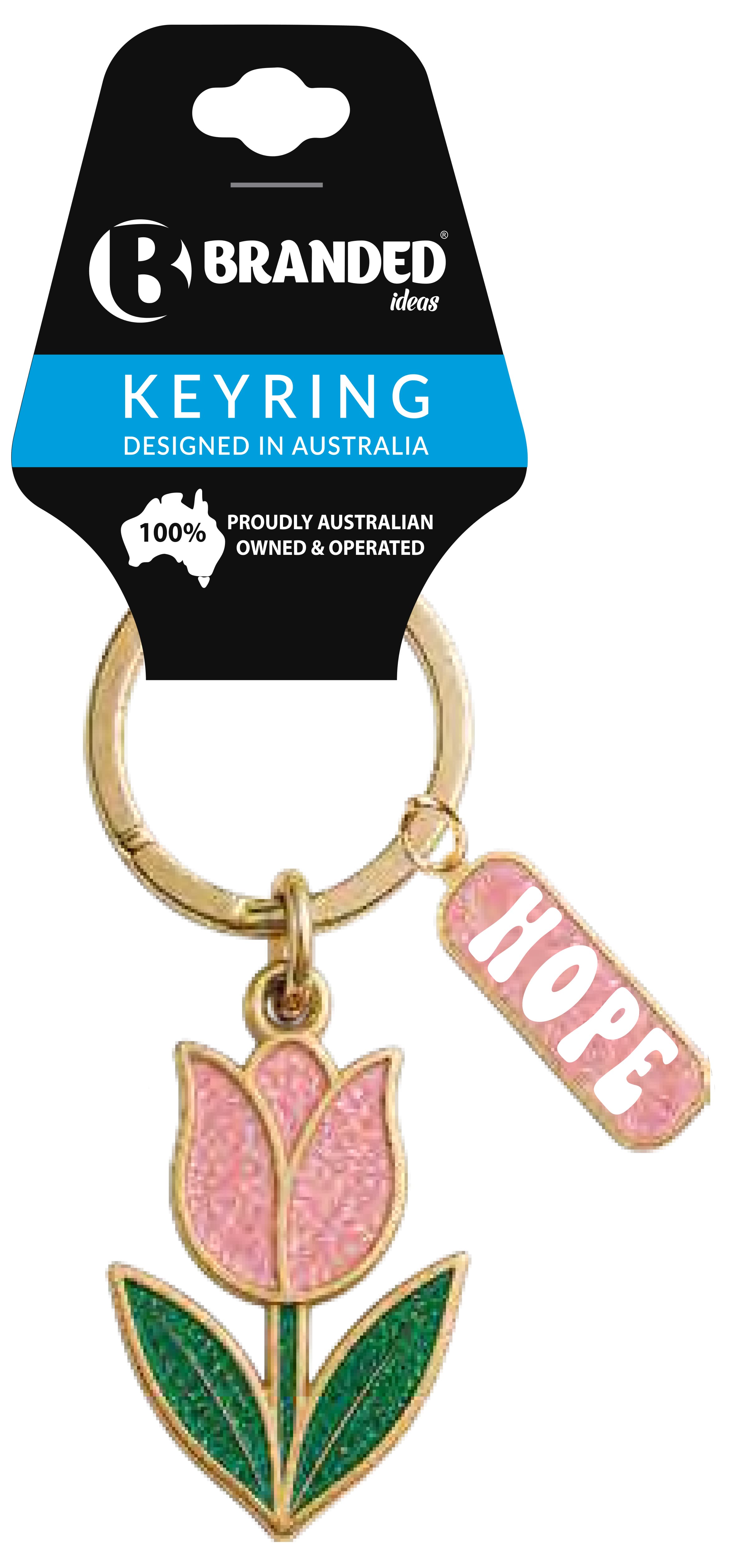 Keyring - Tulip Pink Glitter Hope
