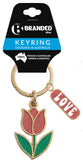Keyring - Tulip Purple Glitter Love