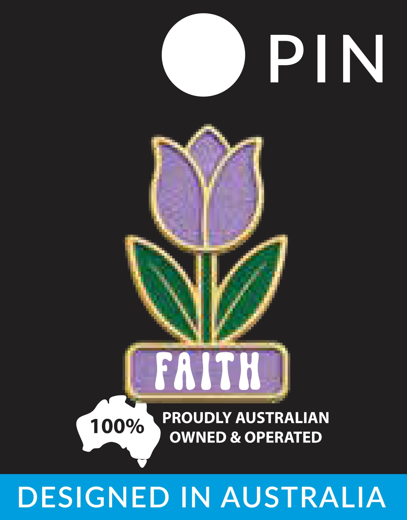 Pin - Tulip Red Glitter Faith