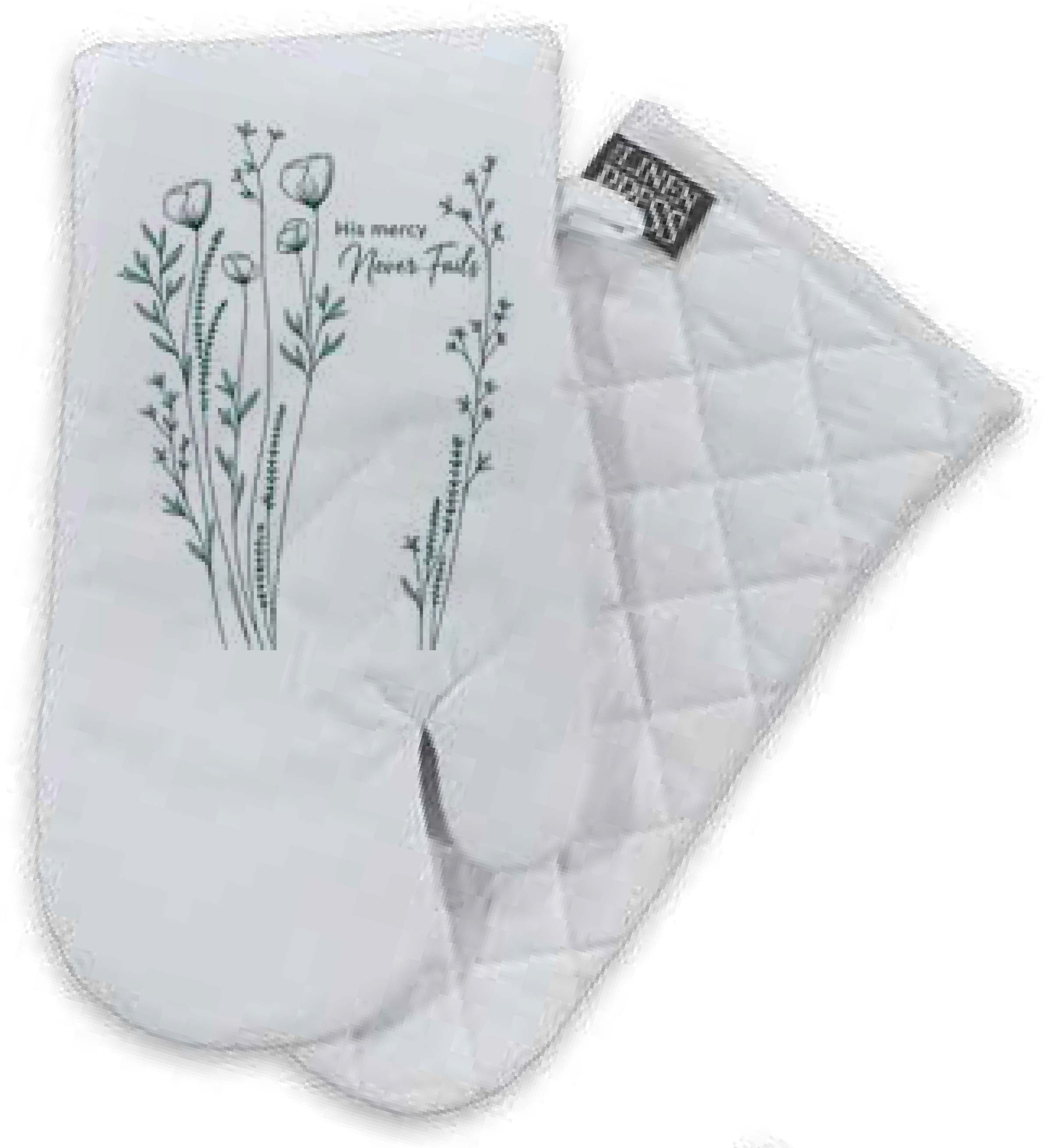 Oven Mitt: White, His Mercy Never Fails (Aco Certified Organic Cotton)