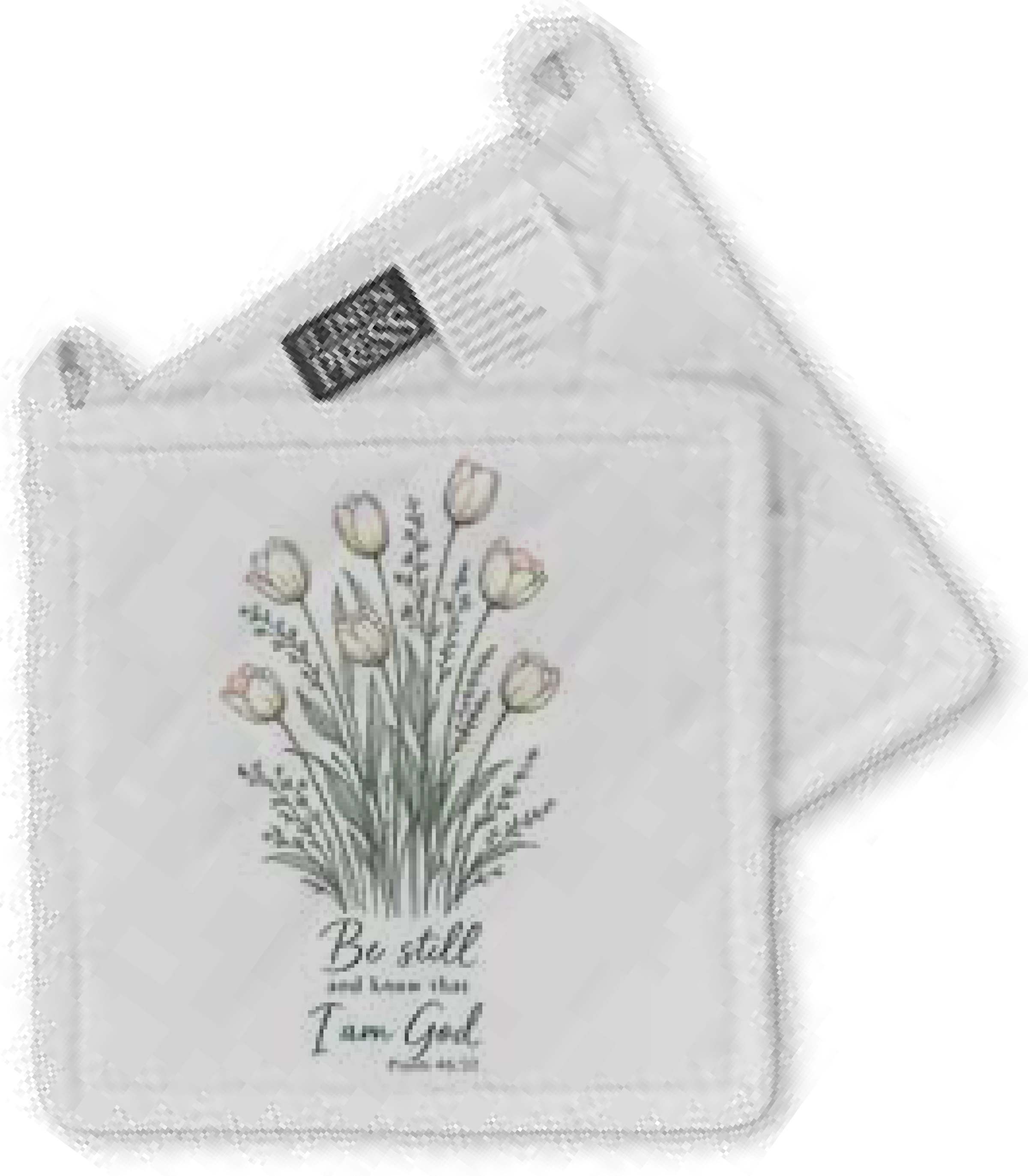 Pot Holder: White, Be Still Psalm 46:10 (Aco Certified Organic Cotton)
