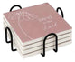 Ceramic Coaster (Set of 4, 1 each, 4 Designs): Square Pastel Florals, His Mercy