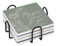 Ceramic Coaster (Set of 4, 1 each, 4 Designs): Square Pastel Florals, My Grace