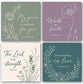 Ceramic Coaster (Set of 4, 1 each, 4 Designs): Square Pastel Florals, My Grace
