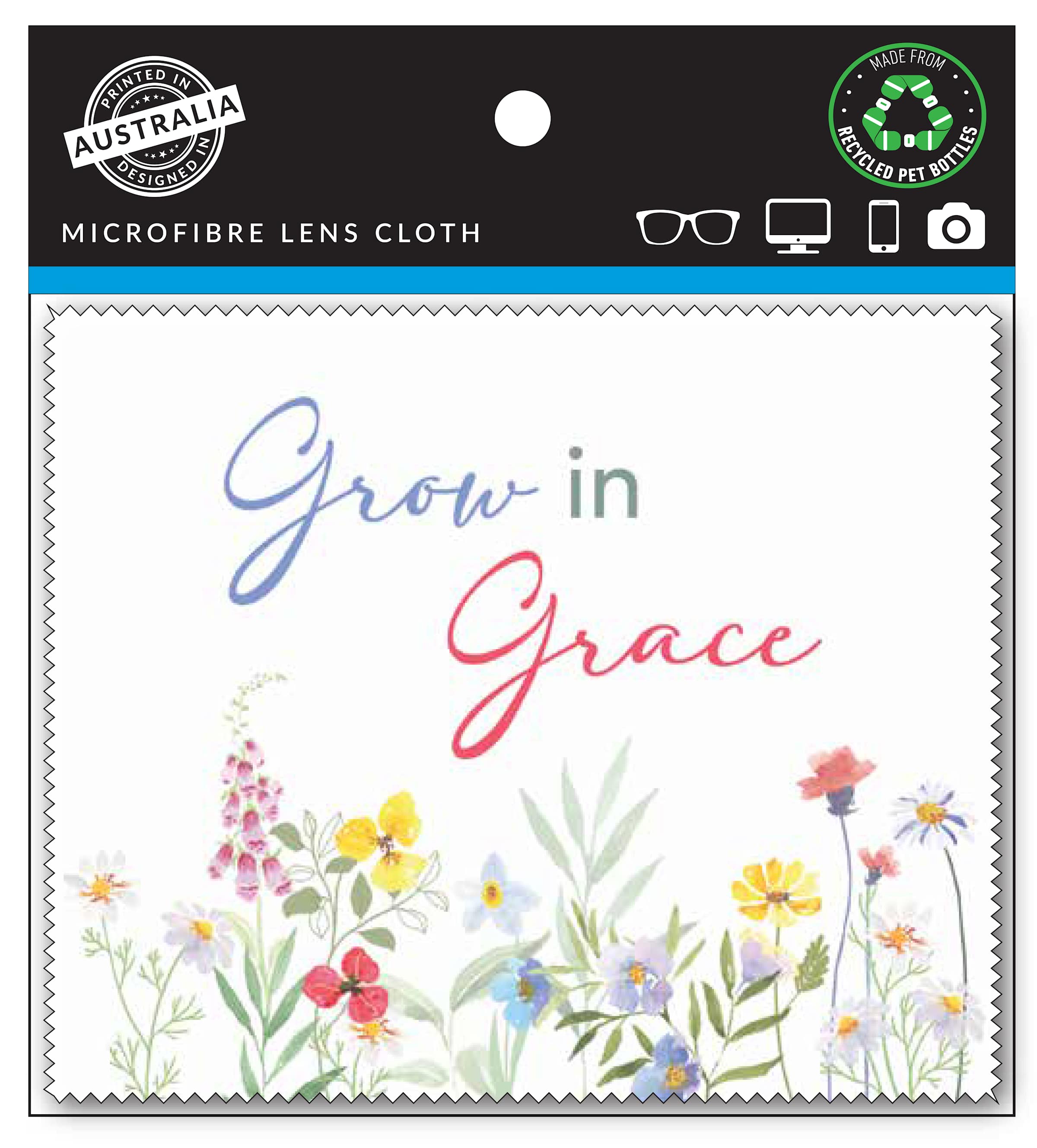 Lens Cloth: White, Grow in Grace