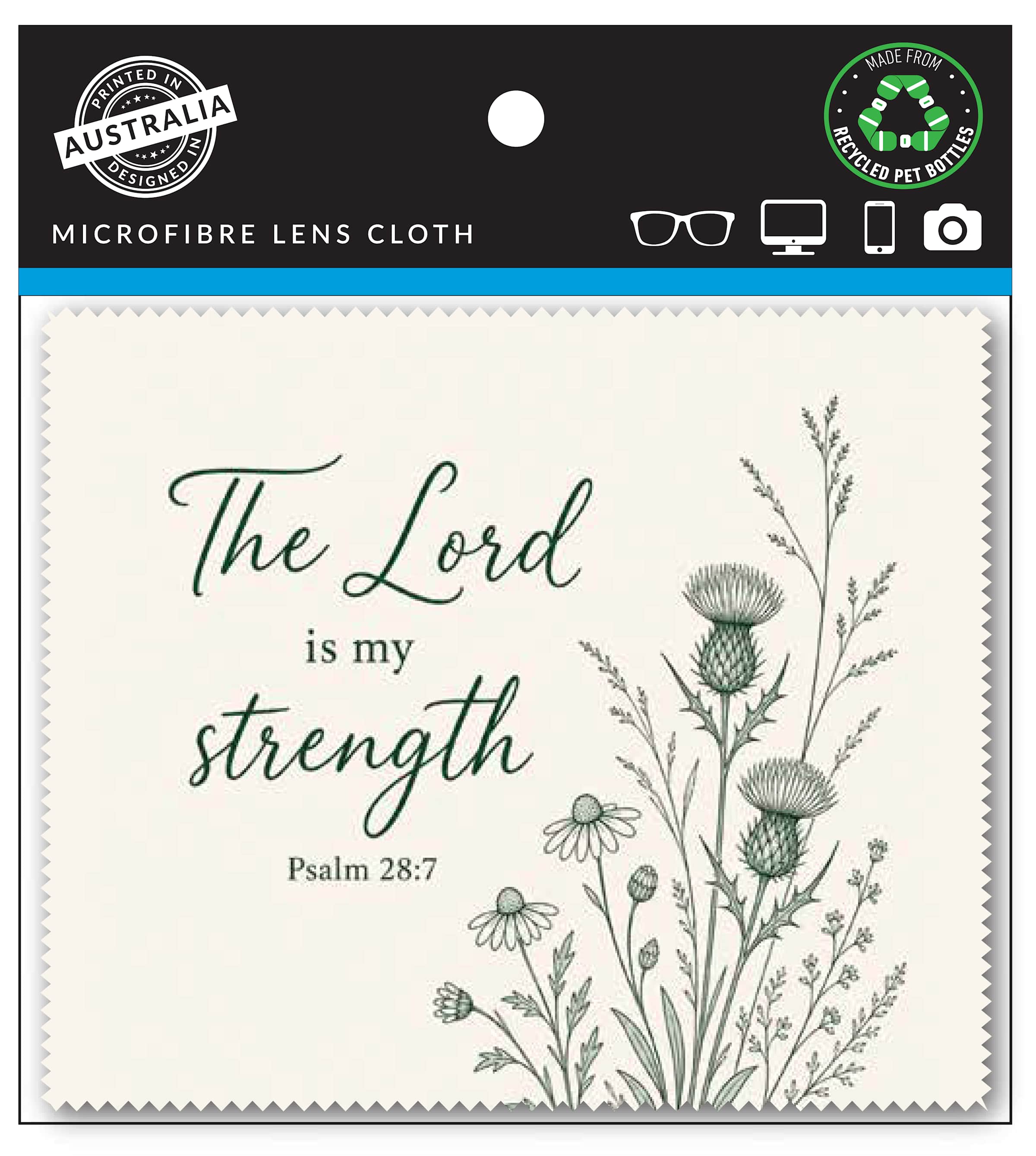 Lens Cloth: Cream, The Lord is my Strength Psalm 28:7