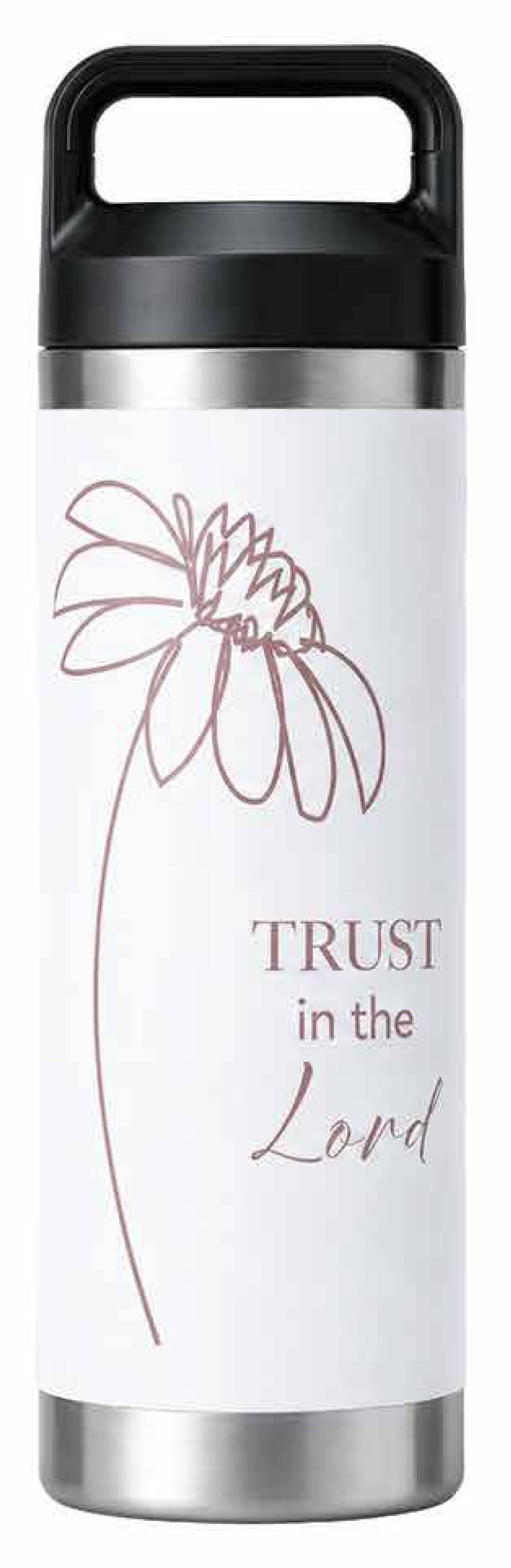 Kakadu Stainless Steel Water Bottle (600mL): Trust in the Lord, White