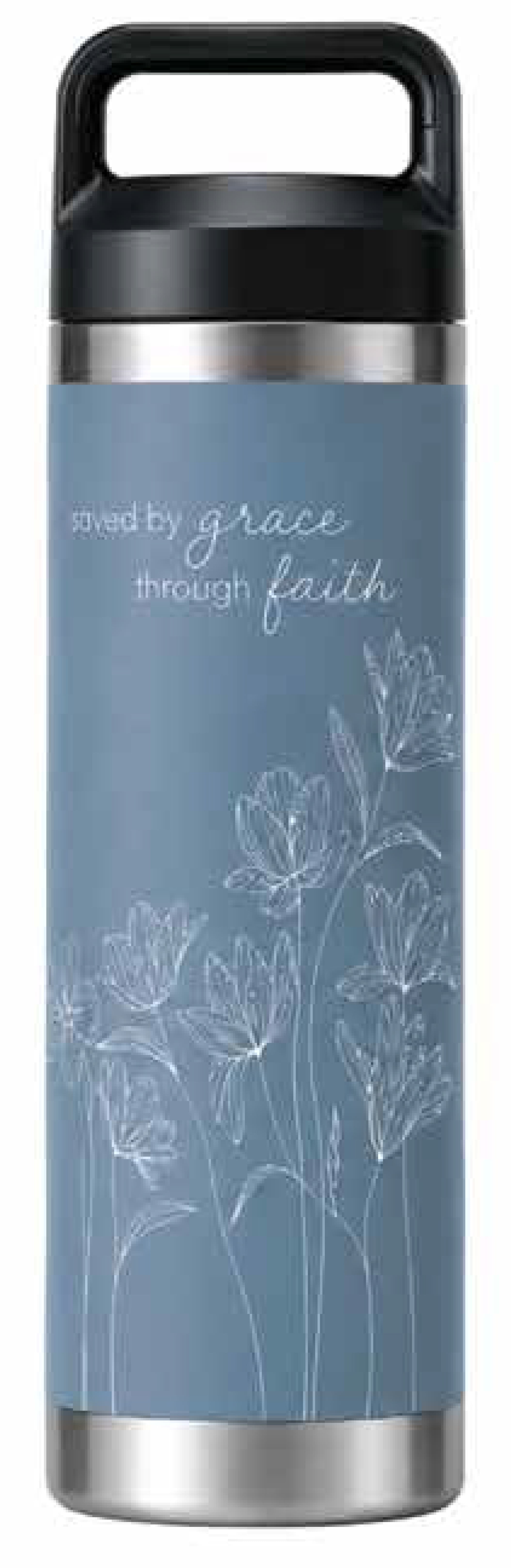 Kakadu Stainless Steel Water Bottle (600mL): Saved By Grace, Blue