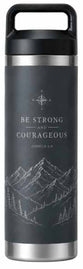 Kakadu Stainless Steel Water Bottle (600mL): Be Strong and Courageous Mountains, Black