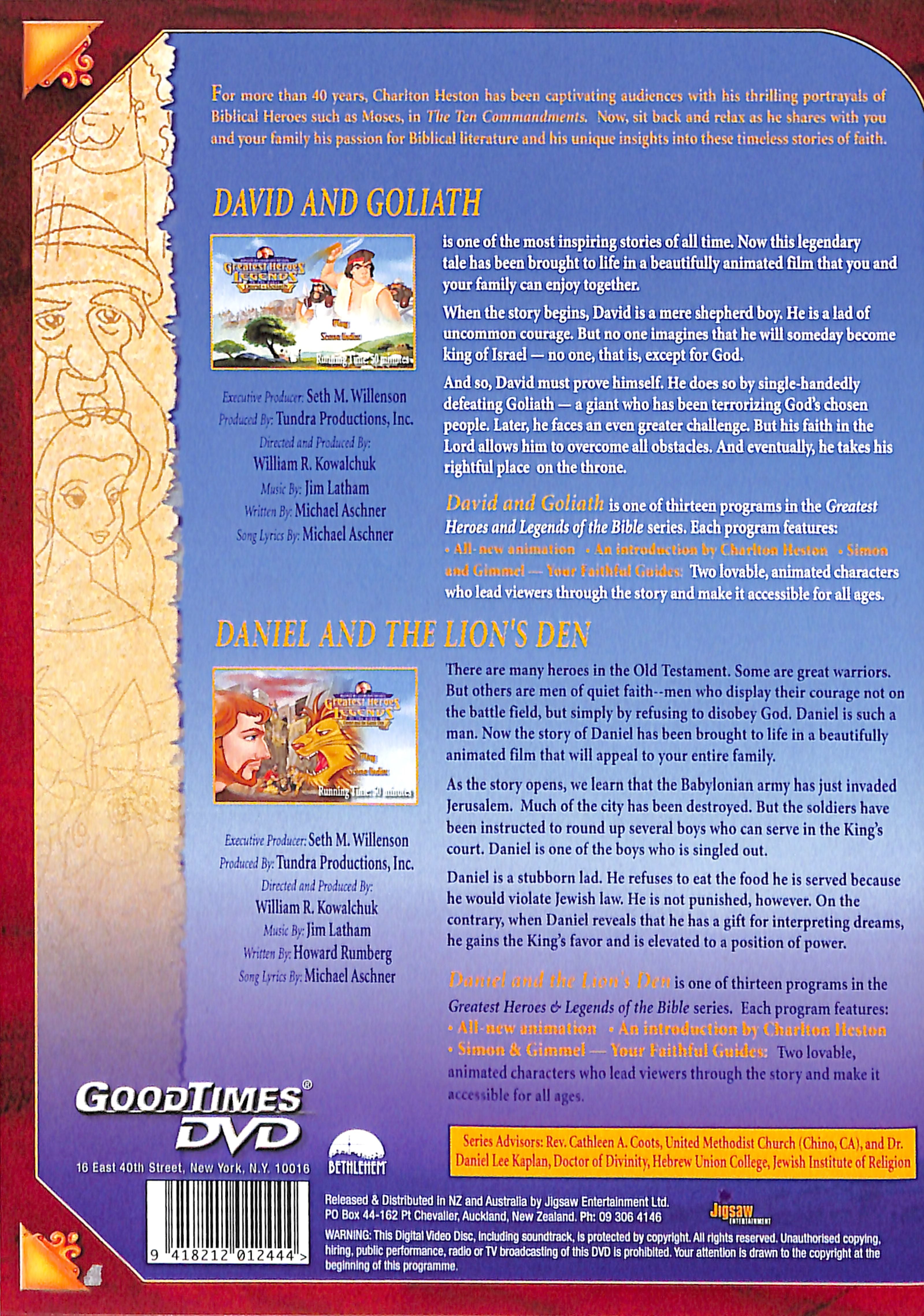 David and Goliath/Daniel and the Lion's Den, DVD (Greatest Heroes & Legends Of The Bible Series)