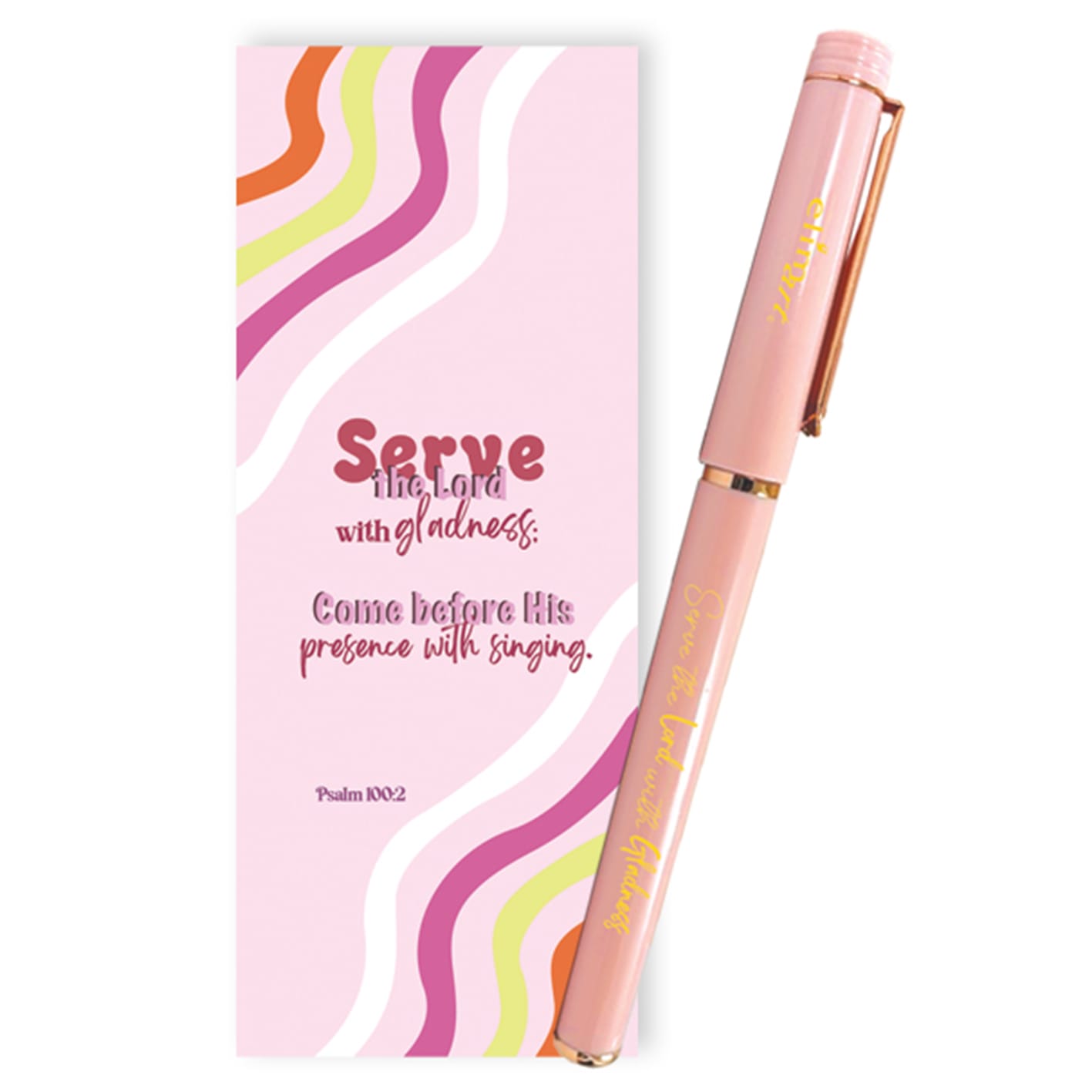 Gel Pen with Bookmark: Serve The Lord With Gladness