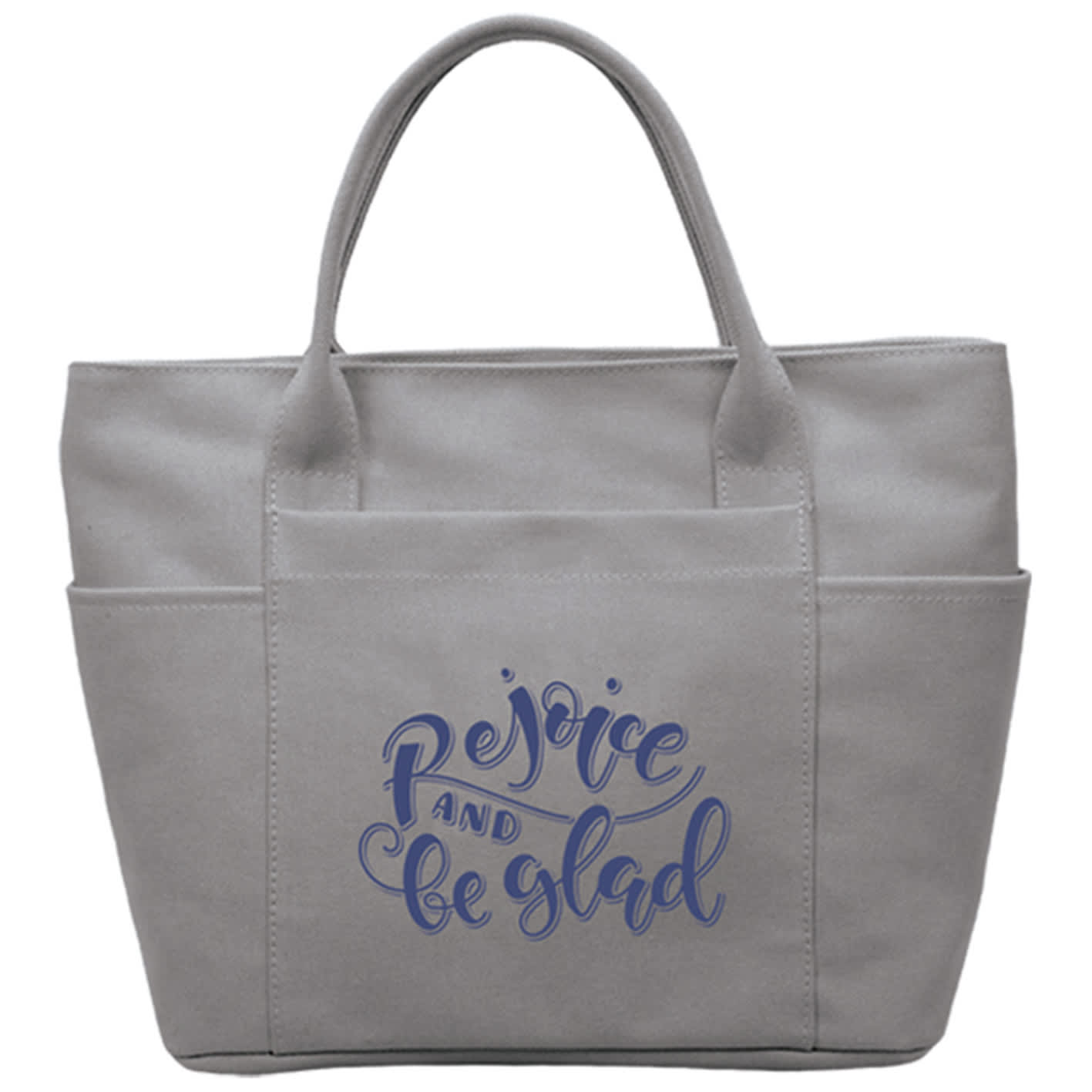 Mini Canvas Tote Bag: Rejoice And Be Glad, Grey