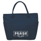 Mini Canvas Tote Bag: Praise The Lord, Dark Blue