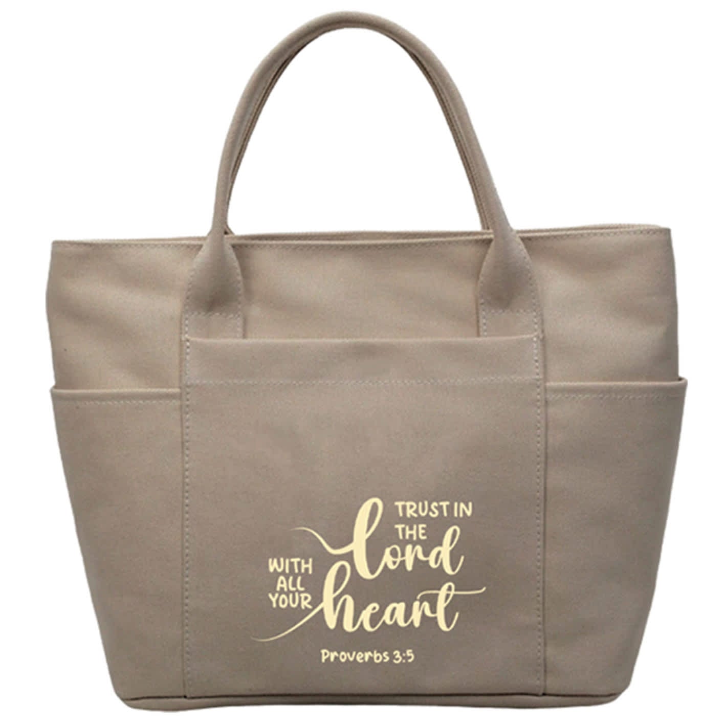 Mini Canvas Tote Bag: Trust In The Lord, Beige