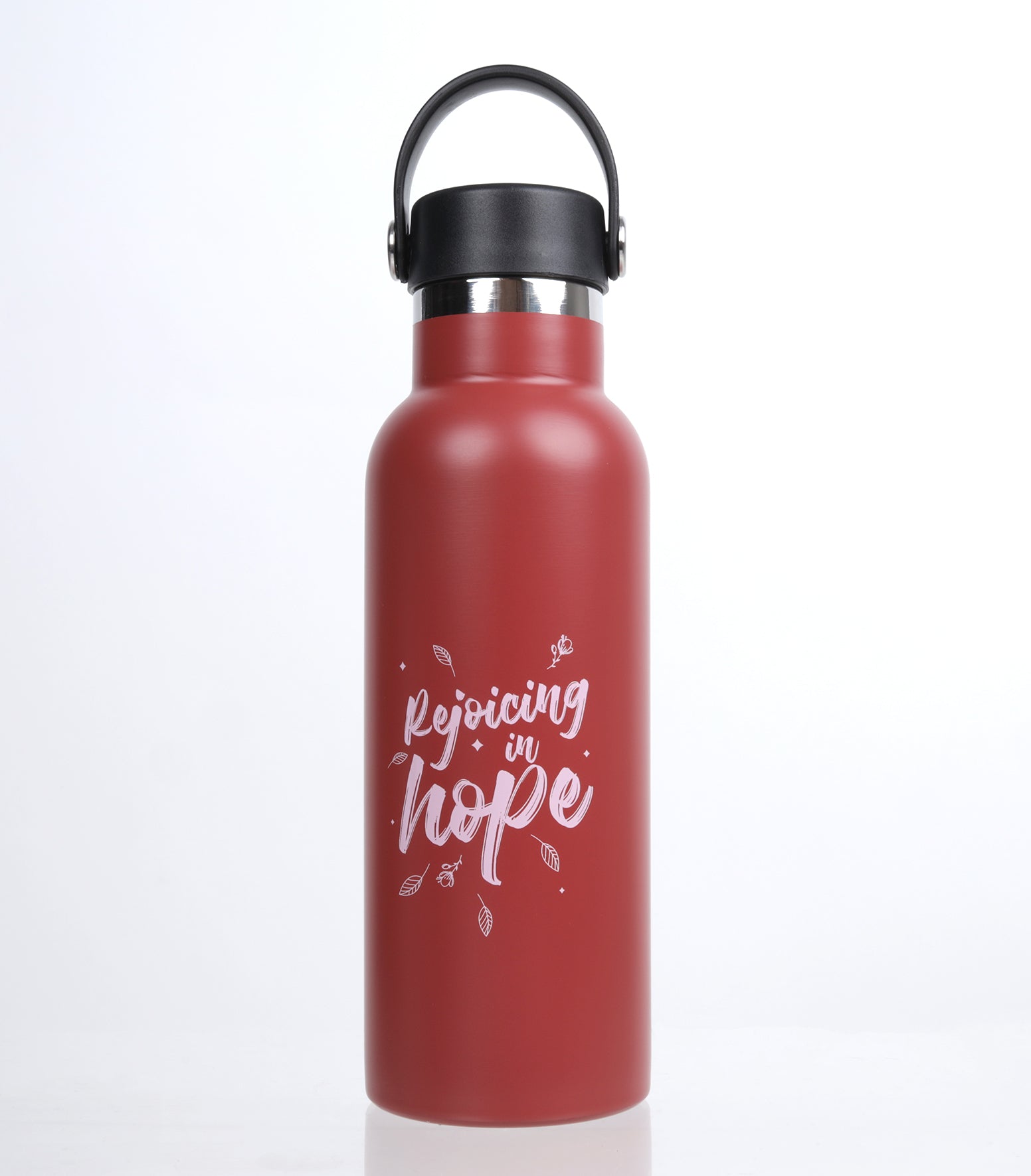 Stainless Steel Thermos Bottle, 500ml: Rejoicing in Hope, Burgundy (Stays Cold For 24 Hours, Keeps Hot For 12 Hours)
