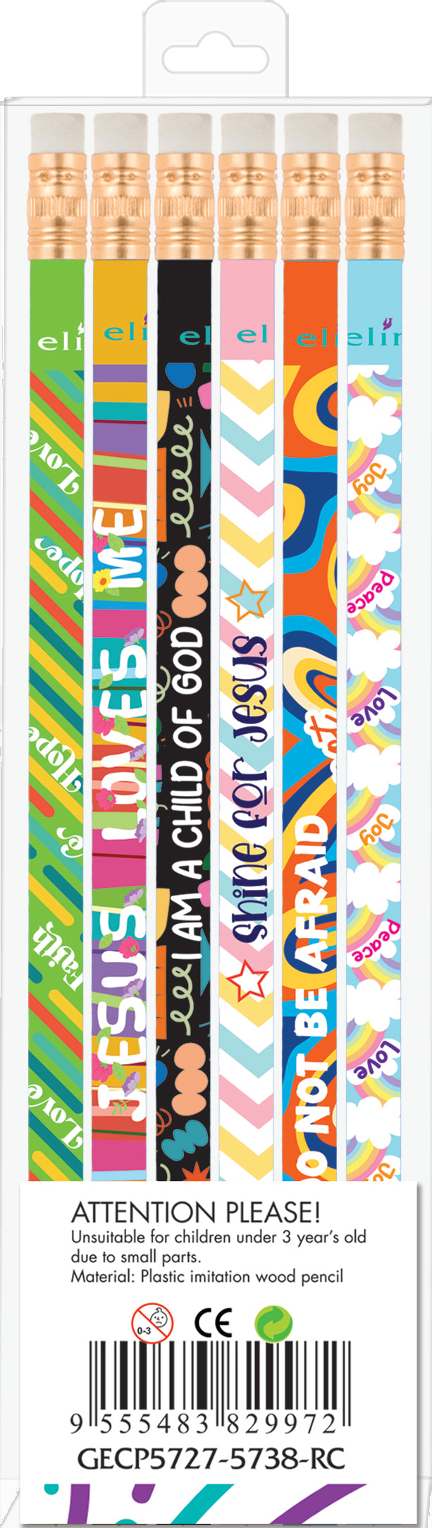 2B Pencils with erasers (12 Pack): various designs