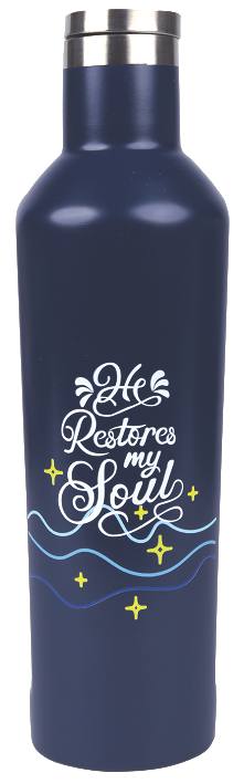 Water Bottle, Stainless Steel (450 ml): He Restores My Soul