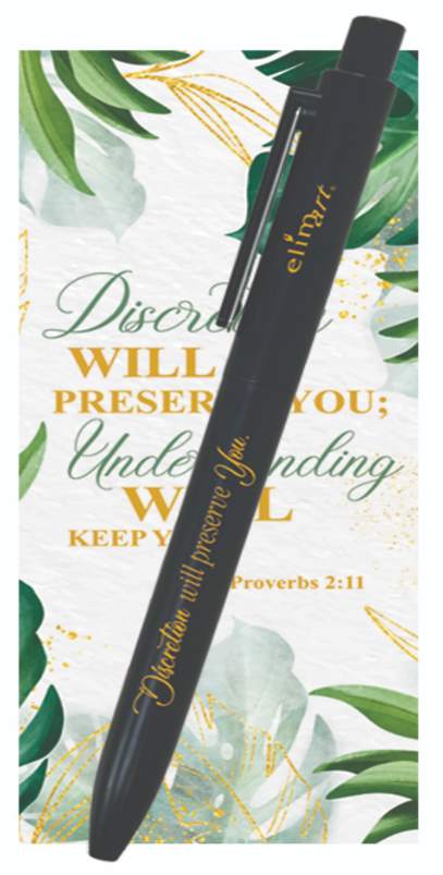 Gel Pen with Bookmark: Discretion Will Preserve You