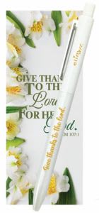 Gel Pen with Bookmark: Give Thanks to The Lord