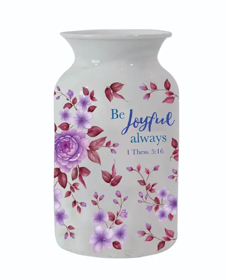Table Vase, Metal: Be Joyful Always