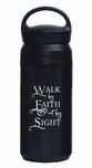 Water Bottle, Stainless Steel (350 ml): Walk by Faith, Black