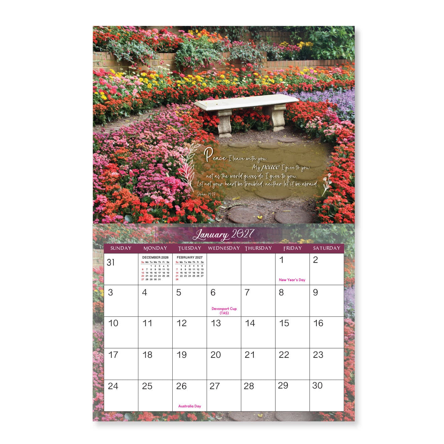 2027 Wall Calendar: Peaceful Gardens