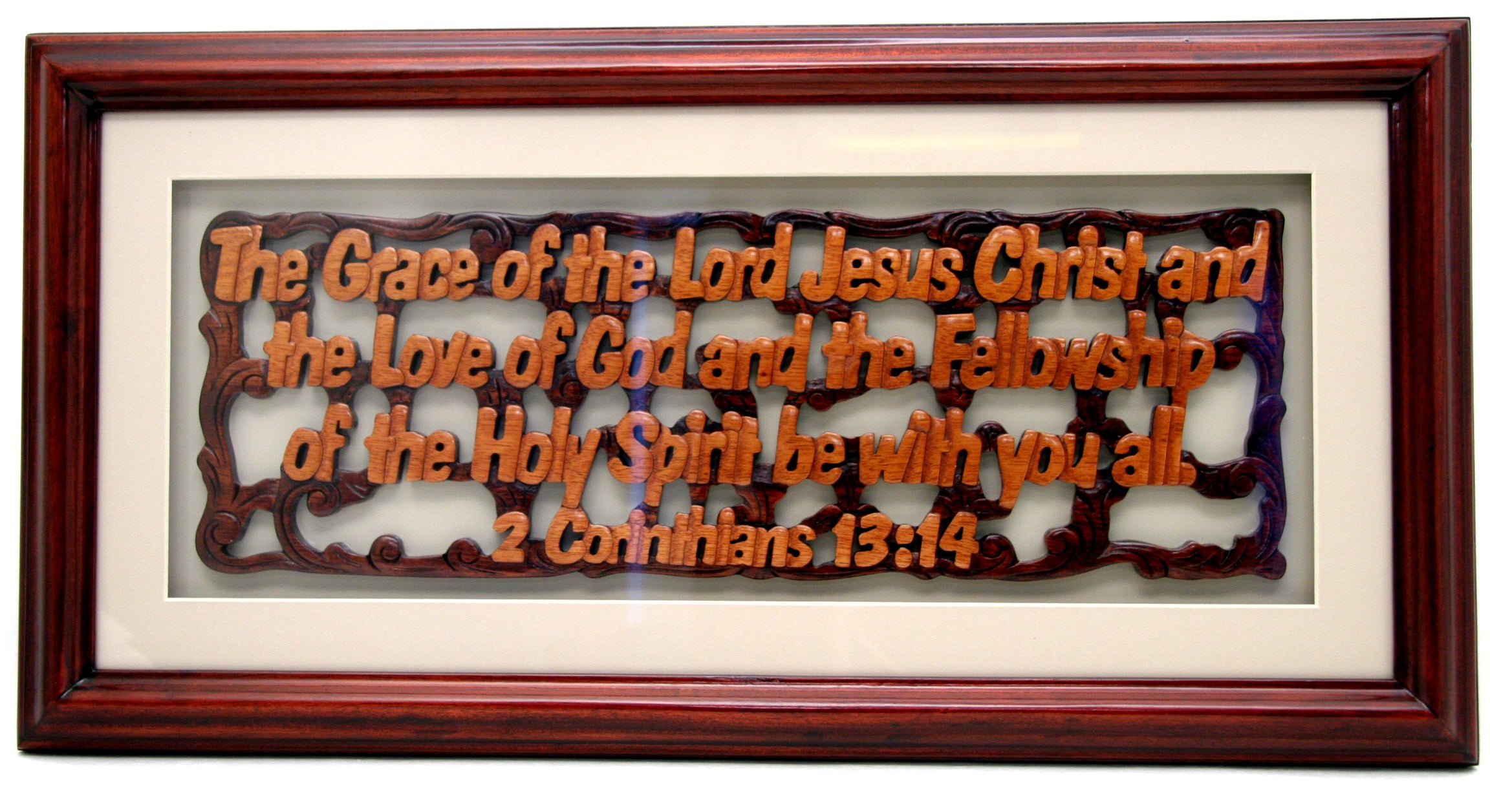 Framed Carving: The Grace of the Lord Jesus Christ (Mahogany)