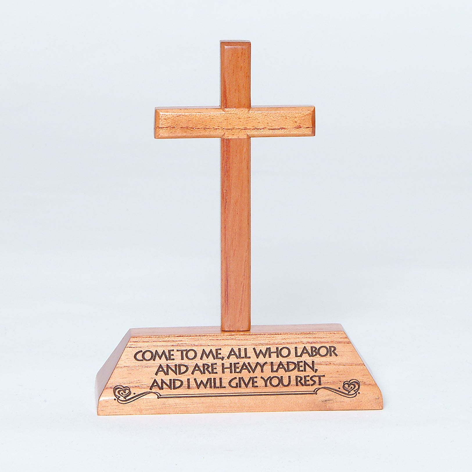 Cross on Stand: Come to Me (Mahogany)