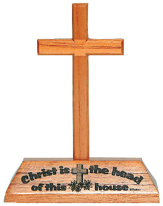 Cross on Stand: Christ is the Head (Mahogany)