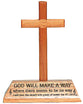 Cross on Stand: God Will Make a Way (Mahogany)