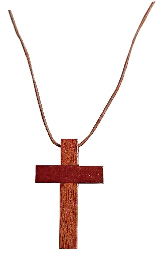 Pendant: Wooden Cross 4cm With Strap