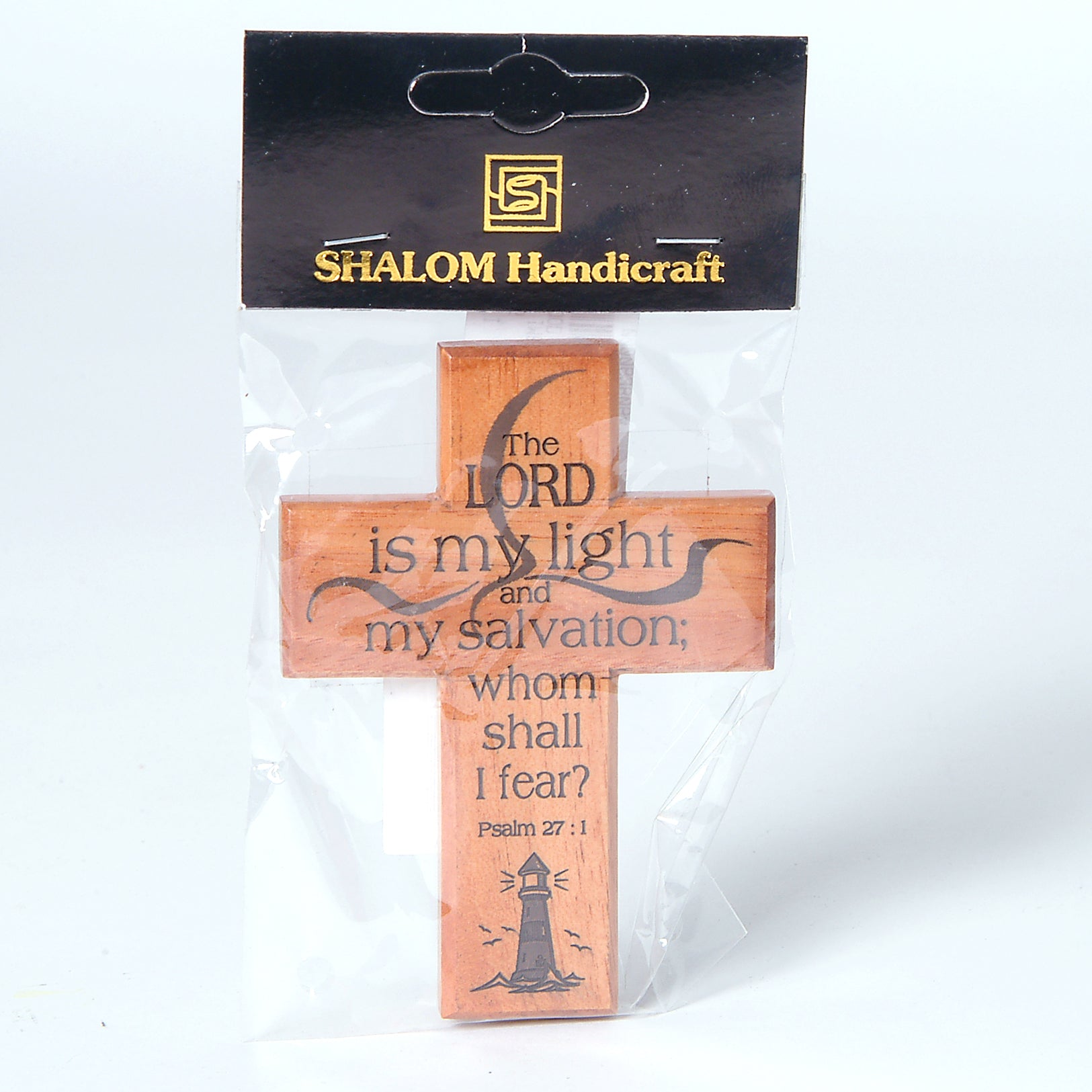 Cross: The Lord is My Light and My Salvation (Psalm 27:1) Lighthouse (Mahogany)