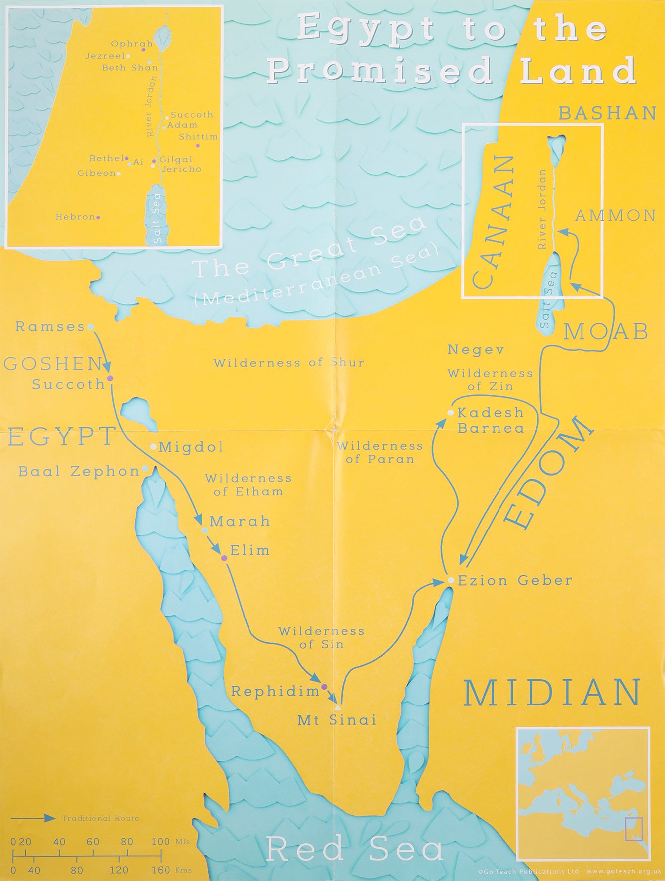 Egypt to the Promised Land Map (A2 Size, Comes Folded As A4 Size)