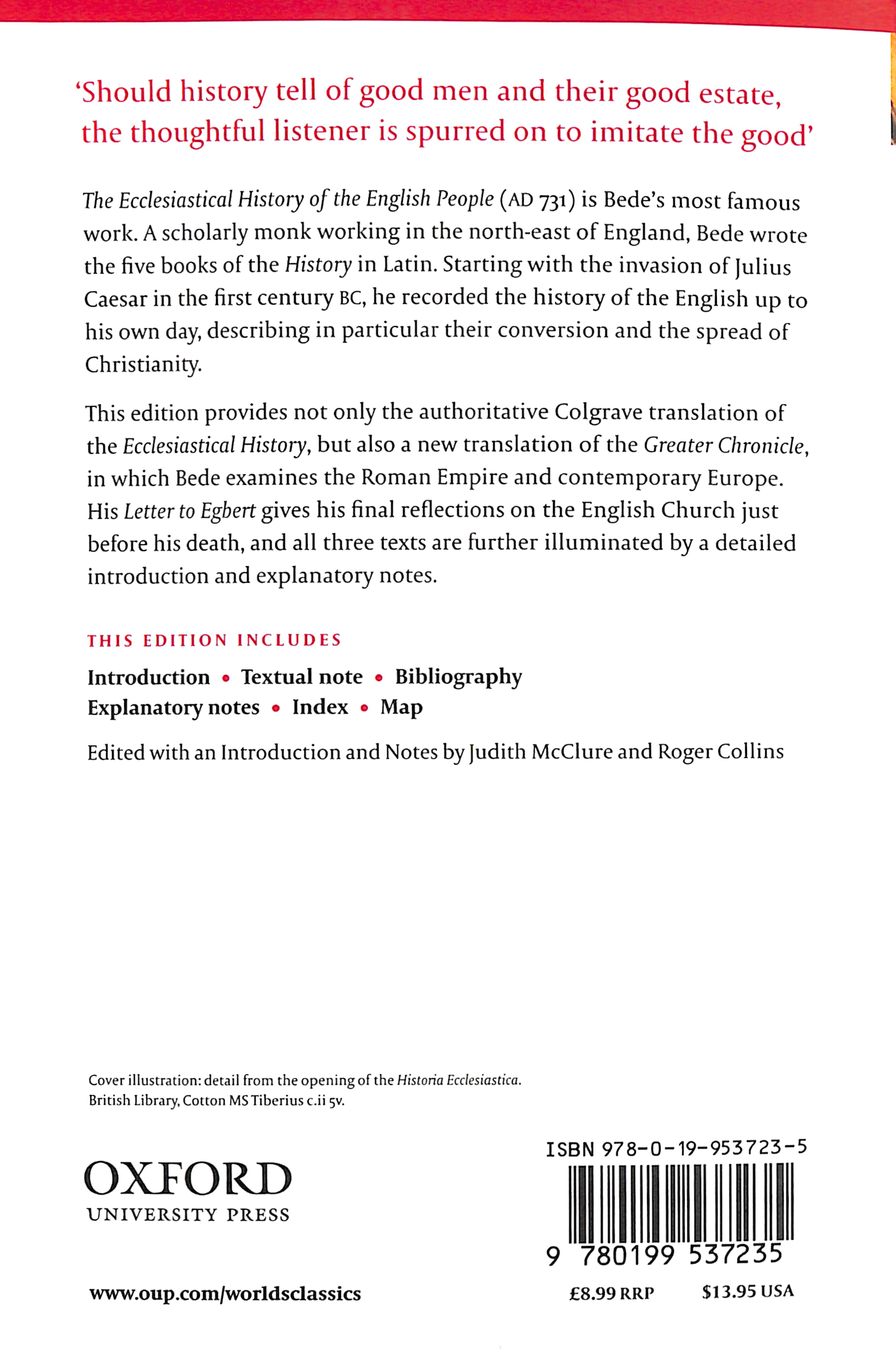 The Ecclesiastical History of the English People (Oxford World's Classics Series)