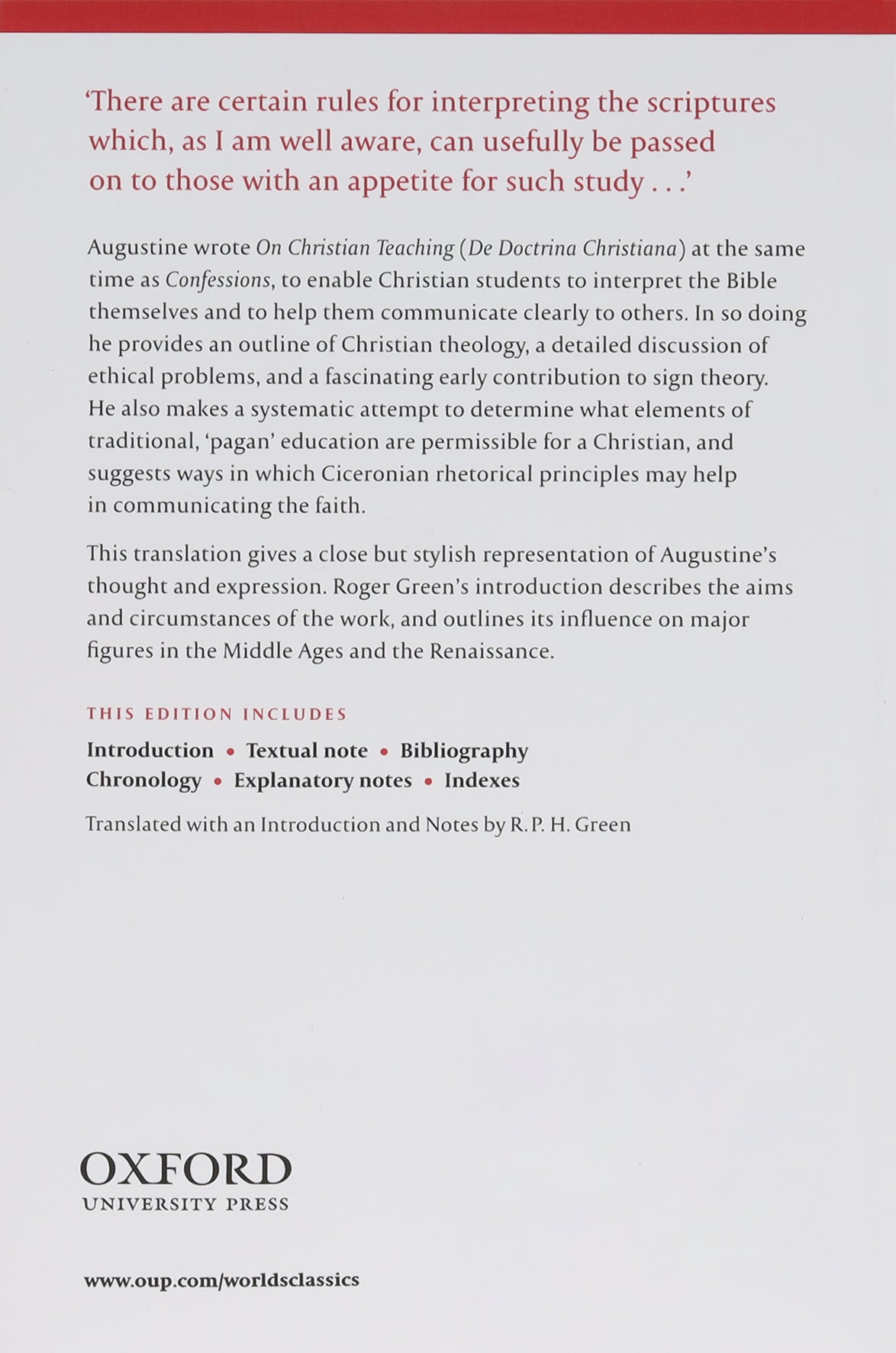On Christian Teaching (Oxford World's Classics Series)