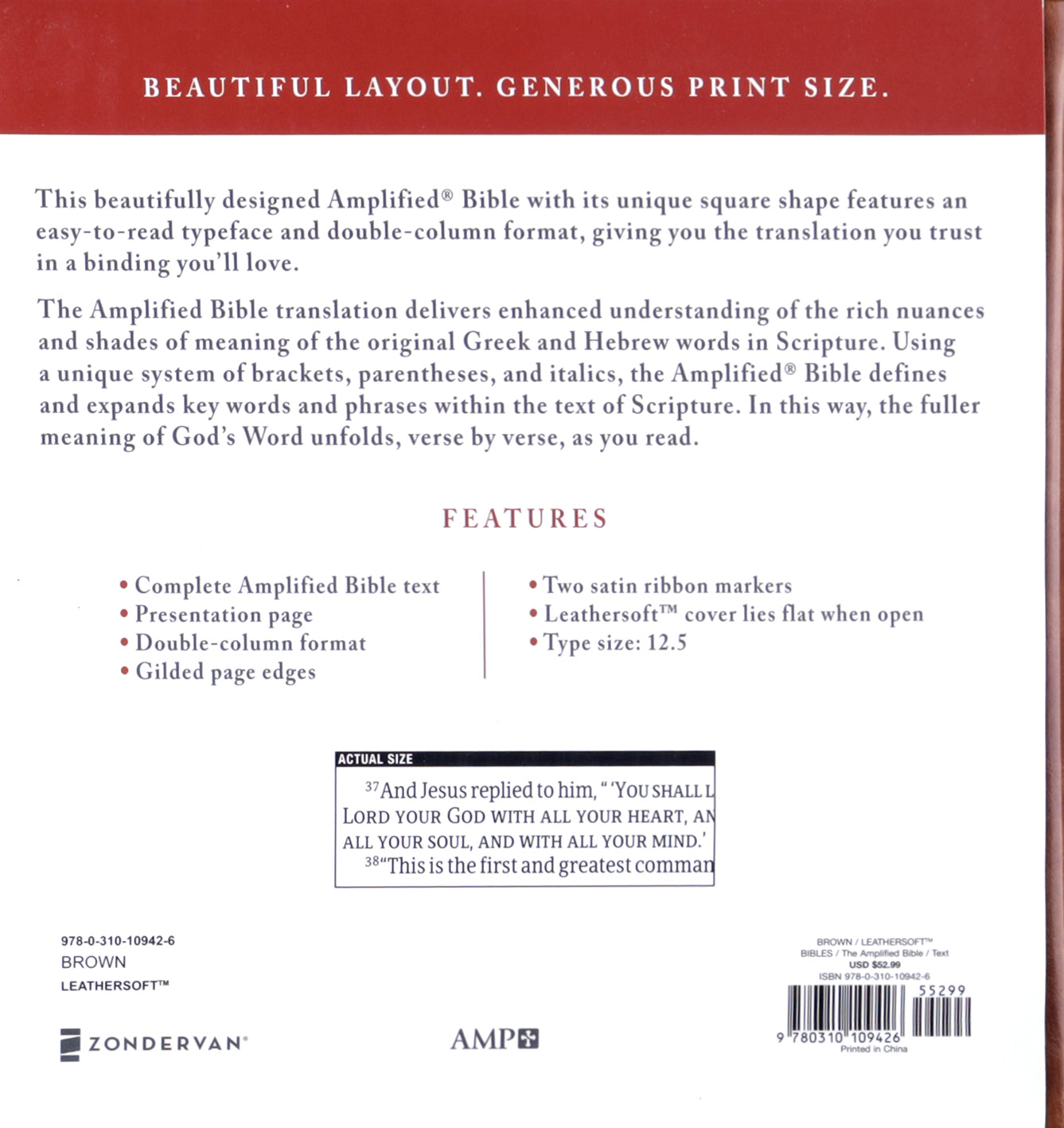 Amplified Holy Bible Xl Edition Brown