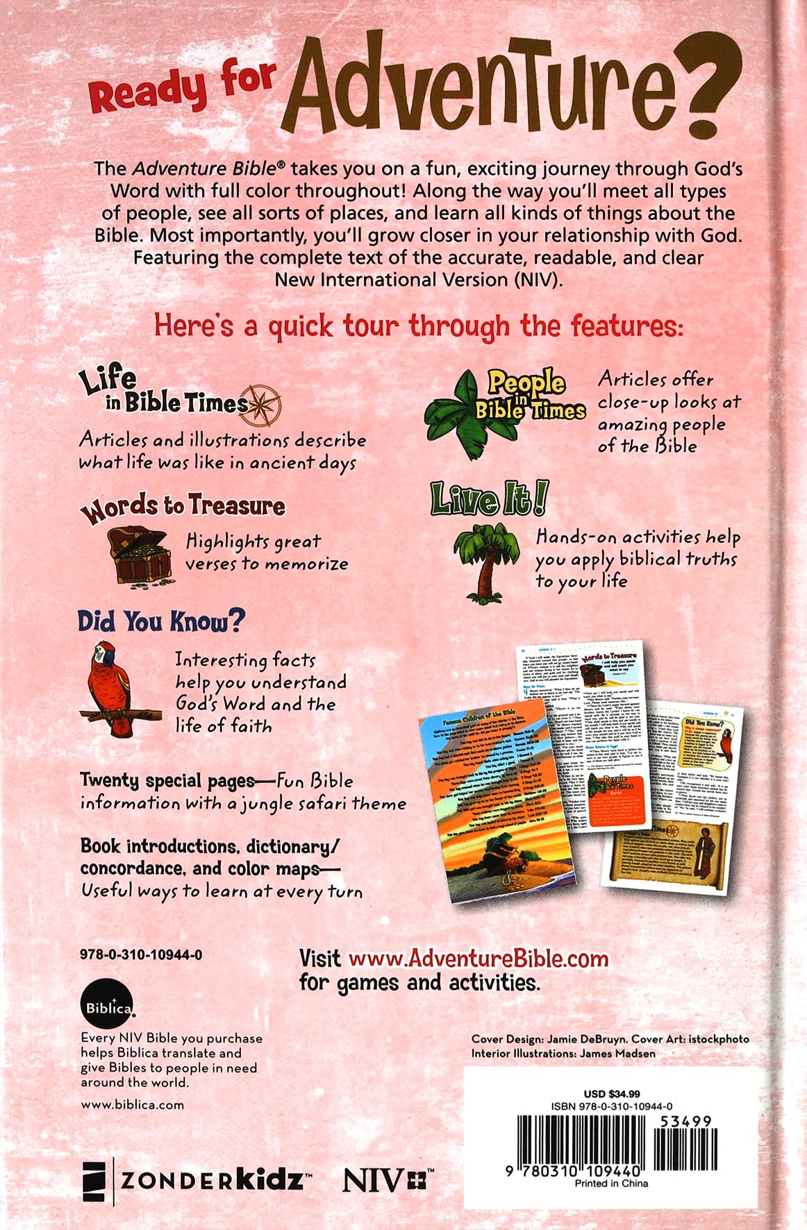 NIV Adventure Bible With Pink Magnetic Closure