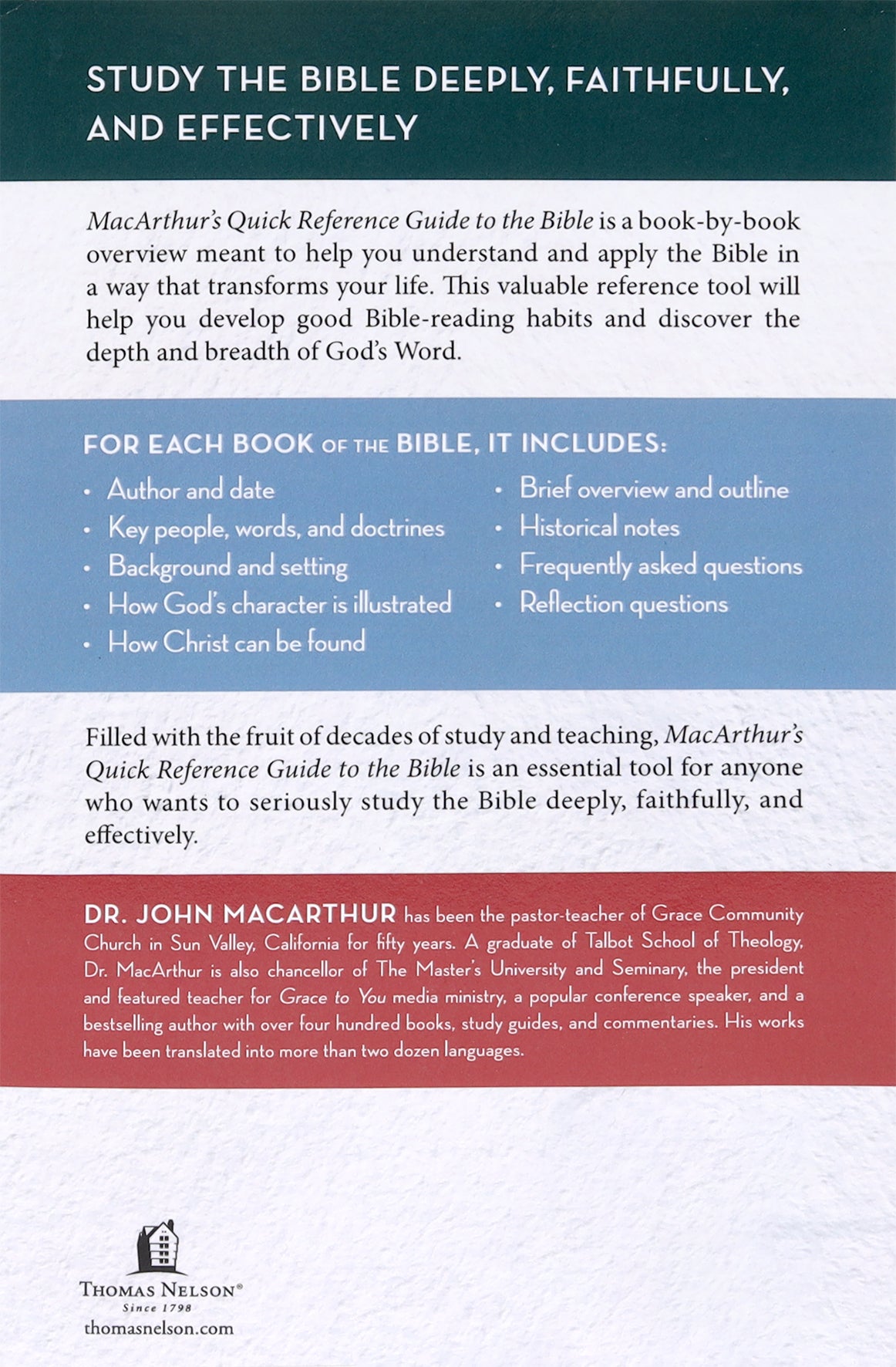 Macarthur's Quick Reference Guide to the Bible: A Book-By-Book Overview of Essential Bible Information